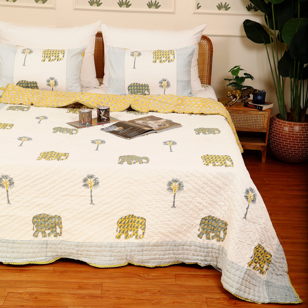 Gajraj Handblock King Size Quilt