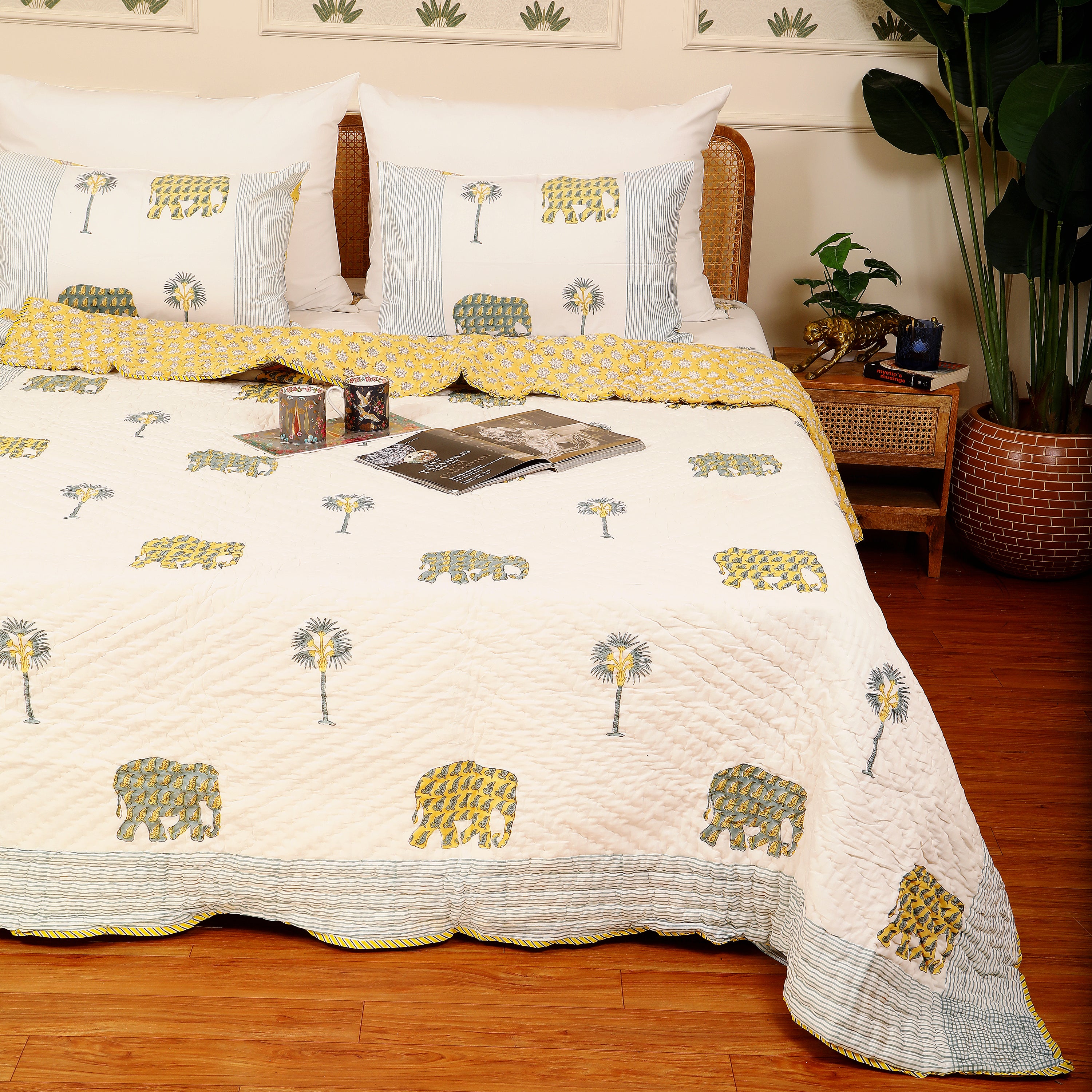 Gajraj Handblock King Size Quilt