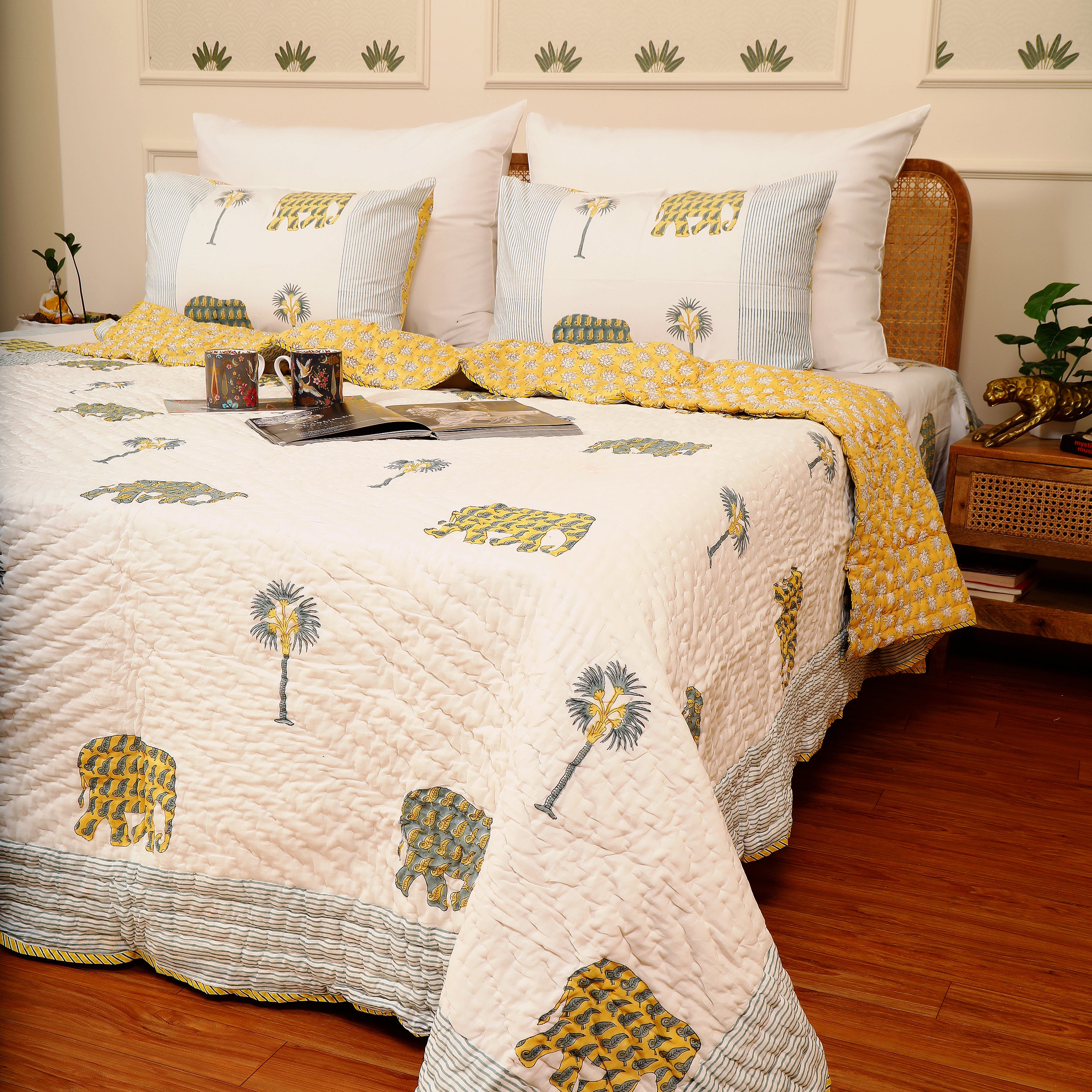 Gajraj Handblock King Size Quilt