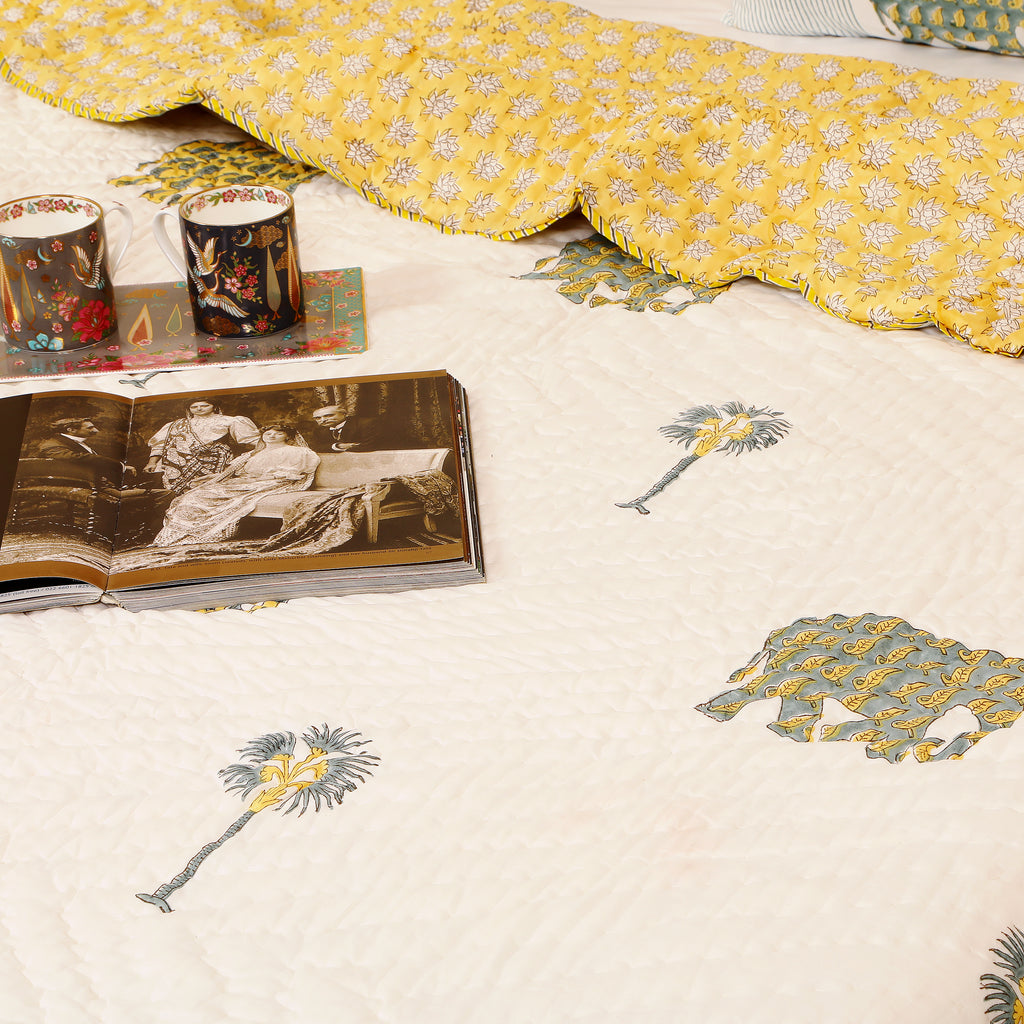 Gajraj Handblock King Size Quilt