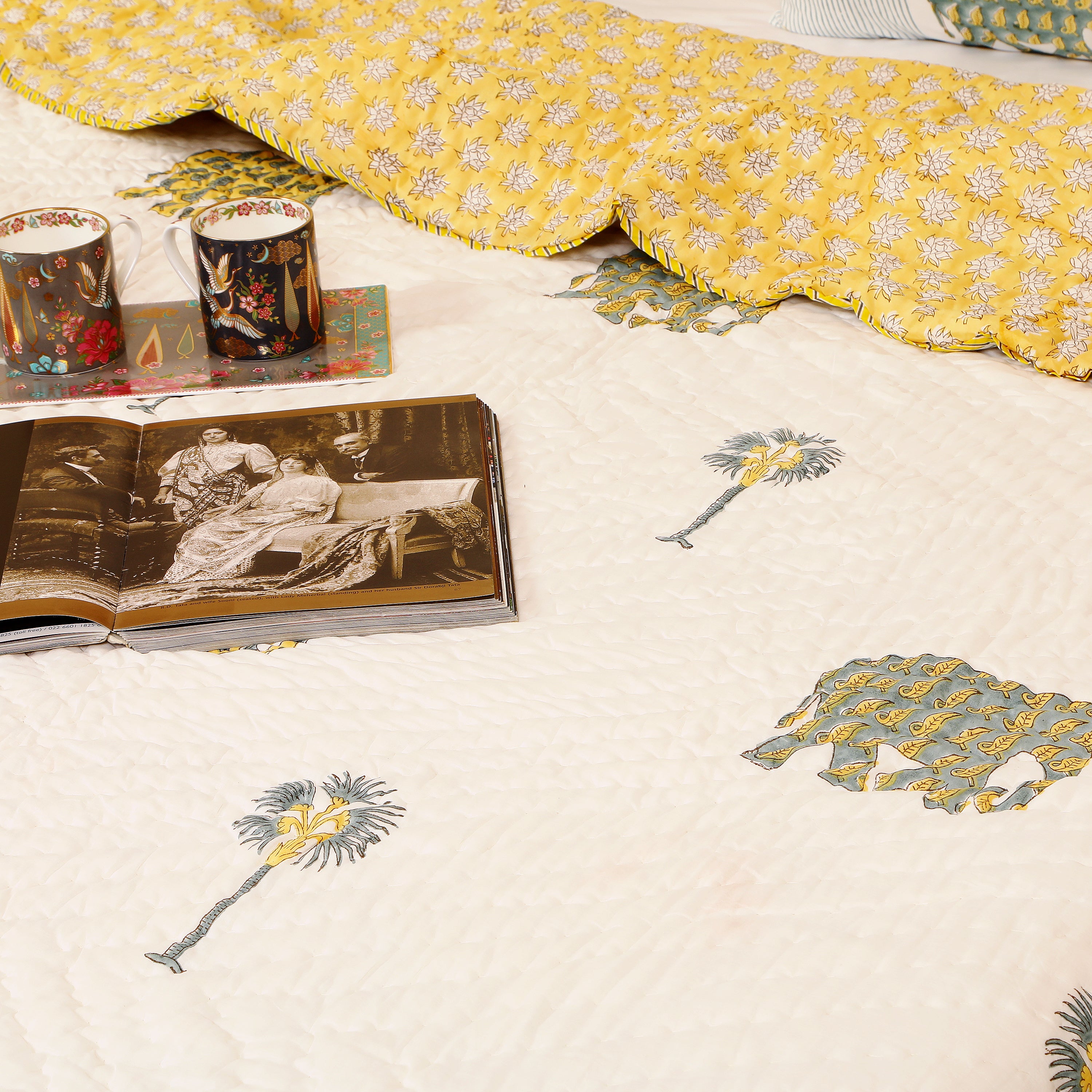 Gajraj Handblock King Size Quilt