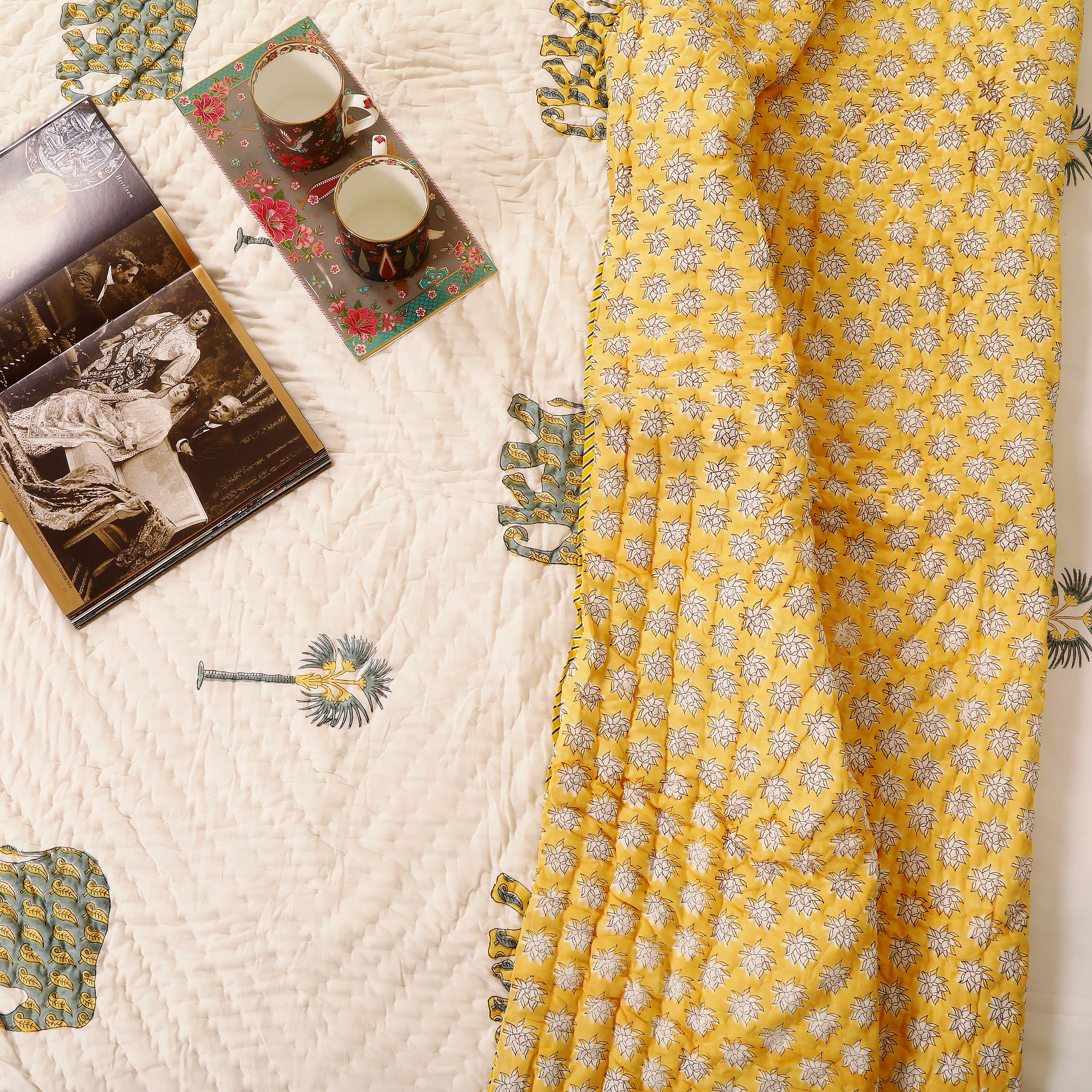 Gajraj Handblock King Size Quilt