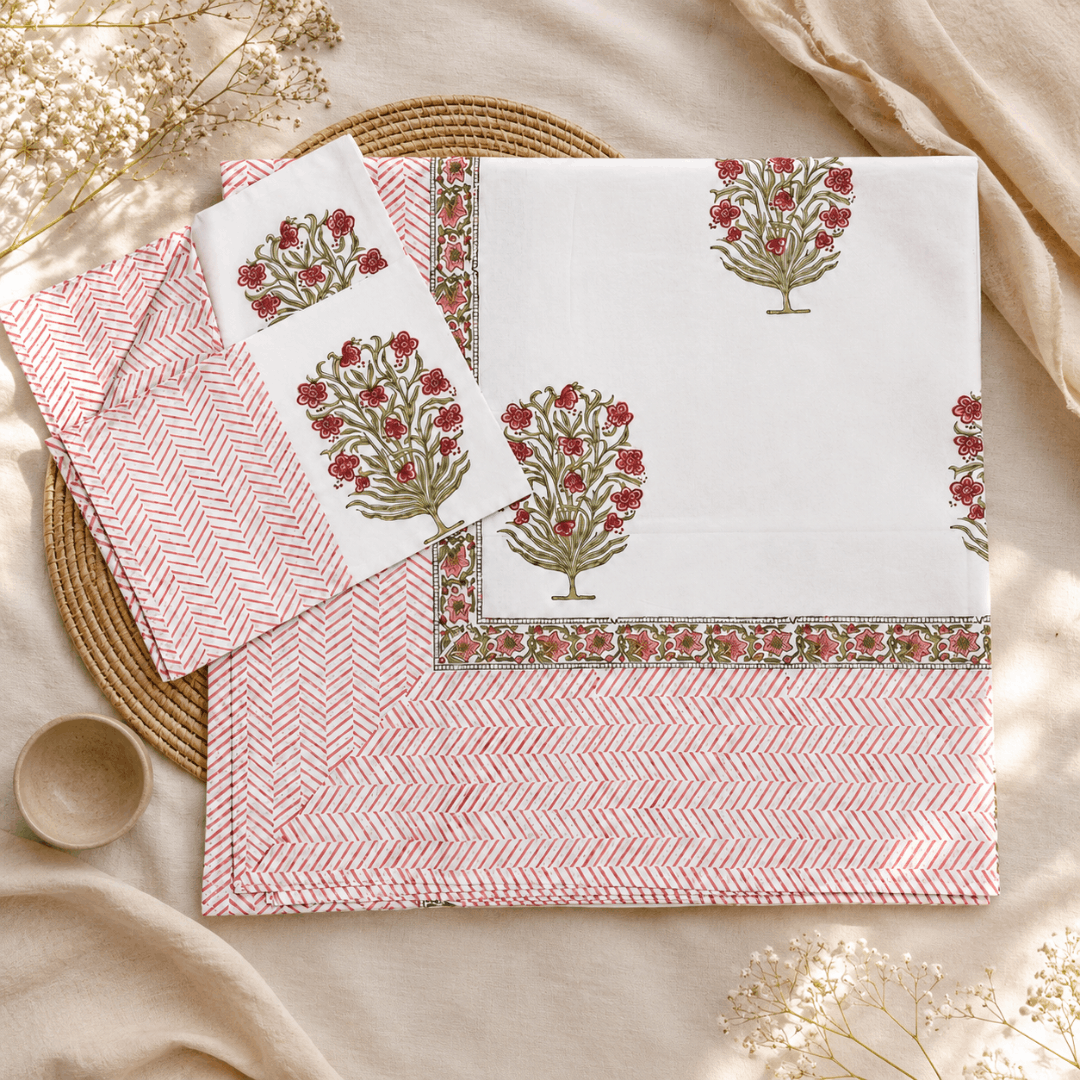 Gulmohar Bloom Bedsheet With 2 Pillow Cover
