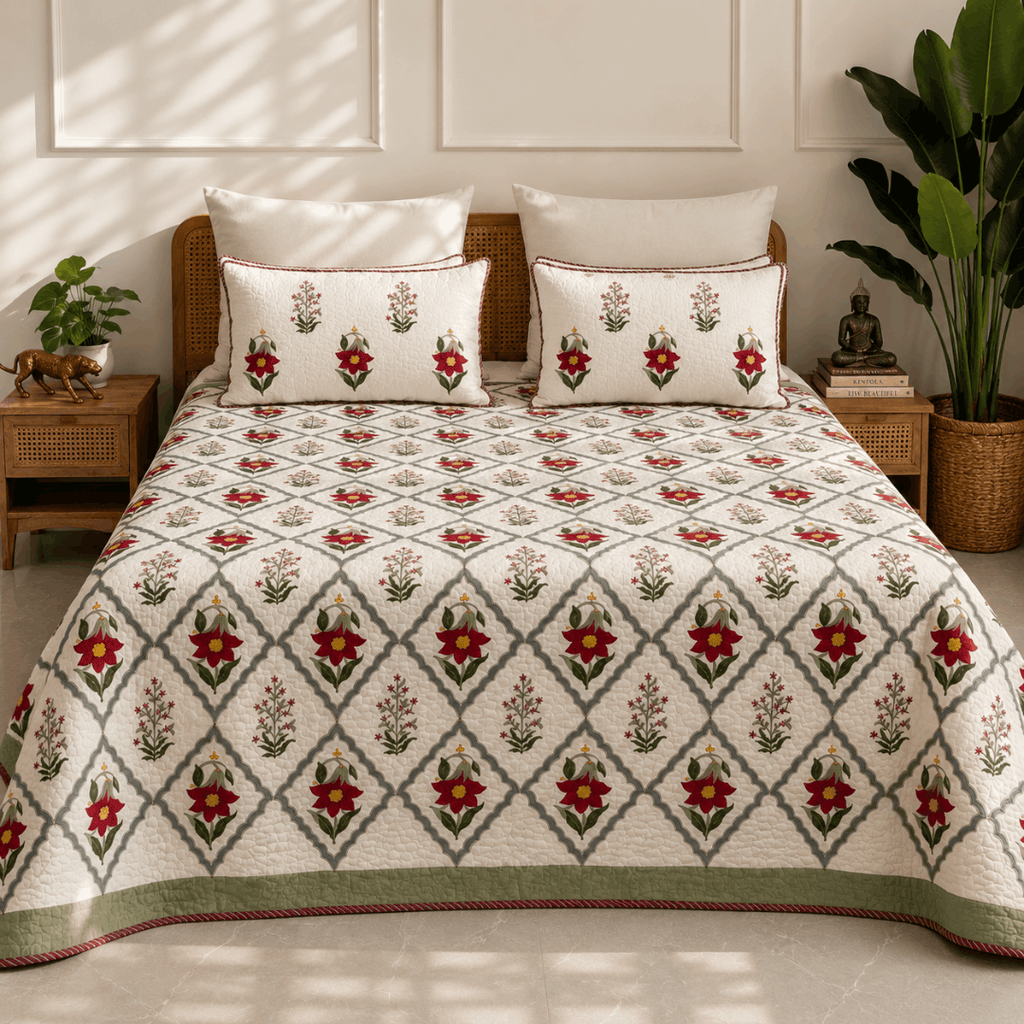 Tropical Bloom Quilted Bedcover King