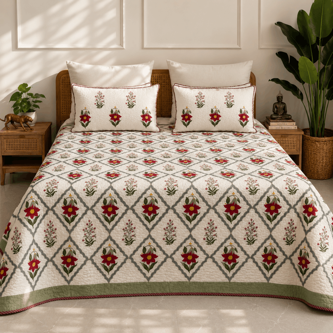 Tropical Bloom Quilted Bedcover King