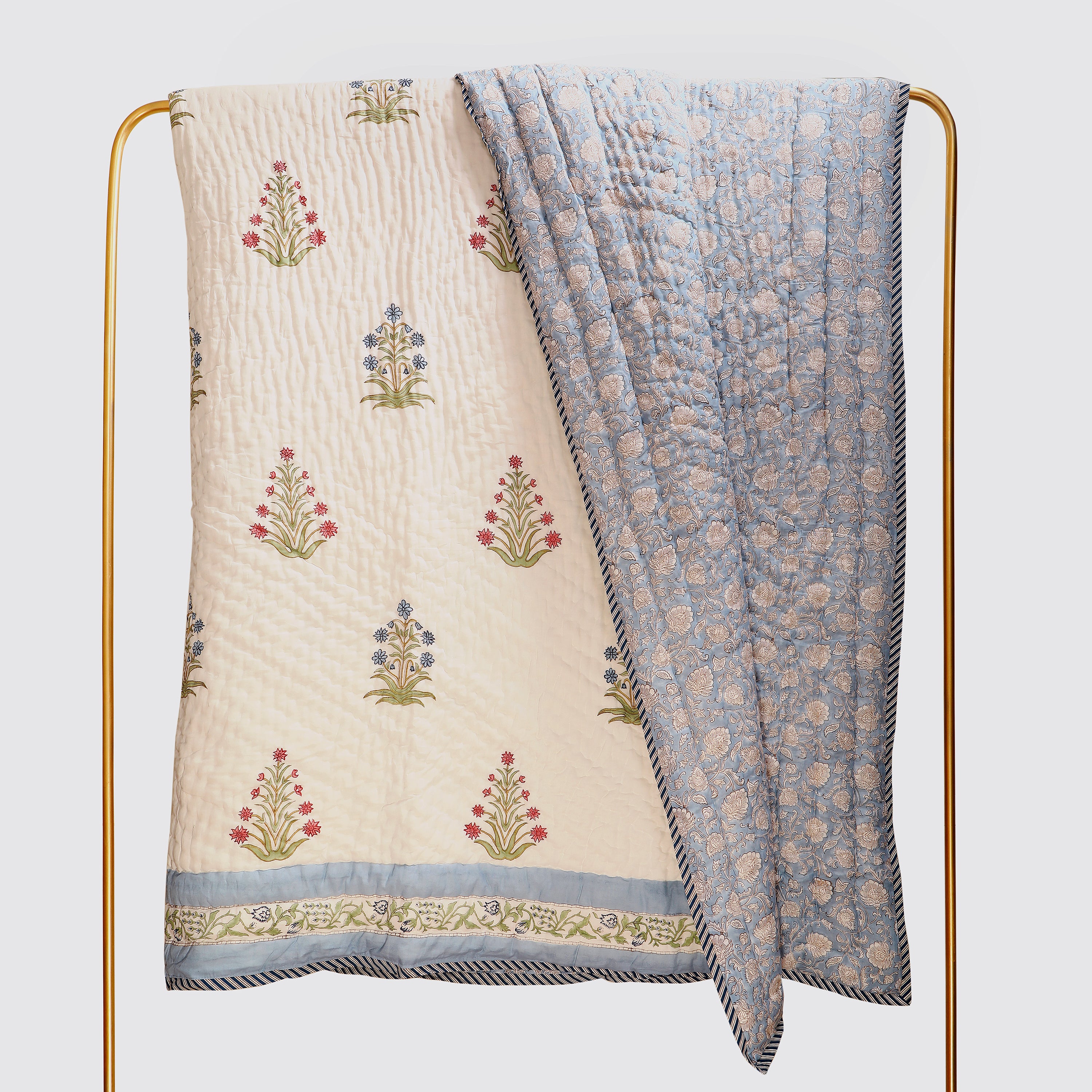 Zareen-e-Gul Handblock King Size Quilt
