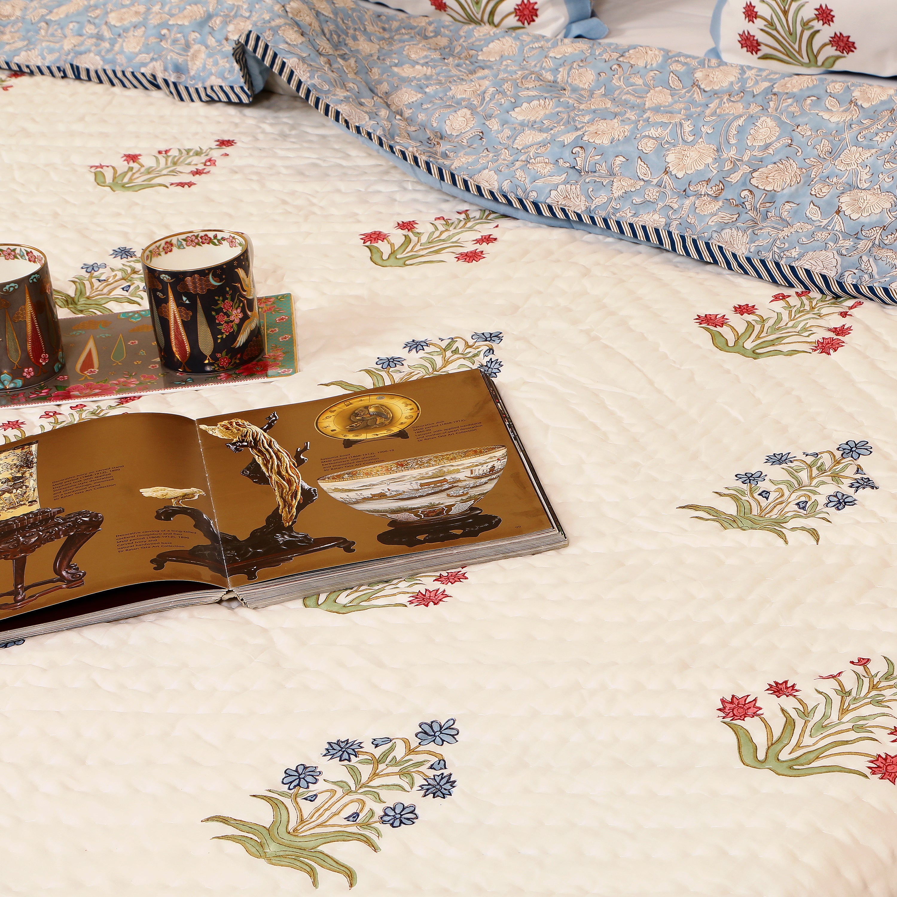 Zareen-e-Gul Handblock King Size Quilt