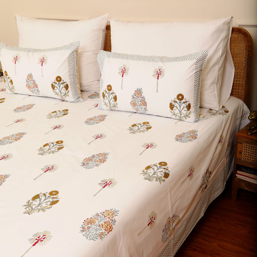 Floral Mist Super King bedsheet with 2 pillow cover