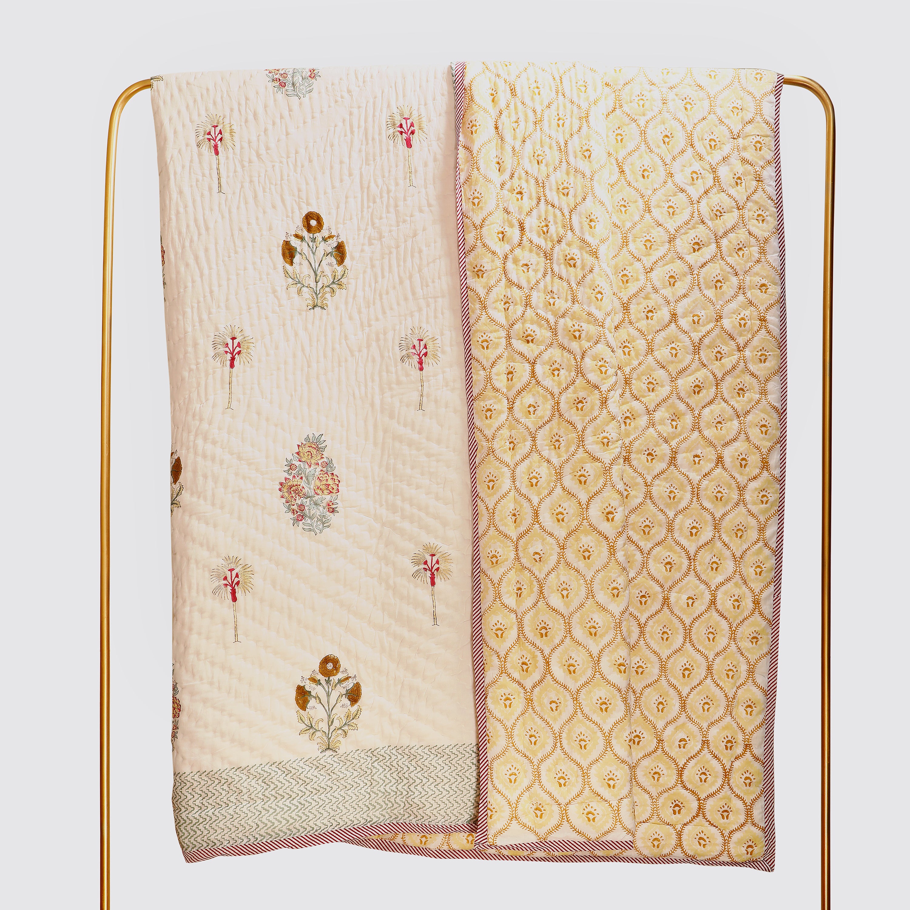 Floral Mist Handblock King Size Quilt