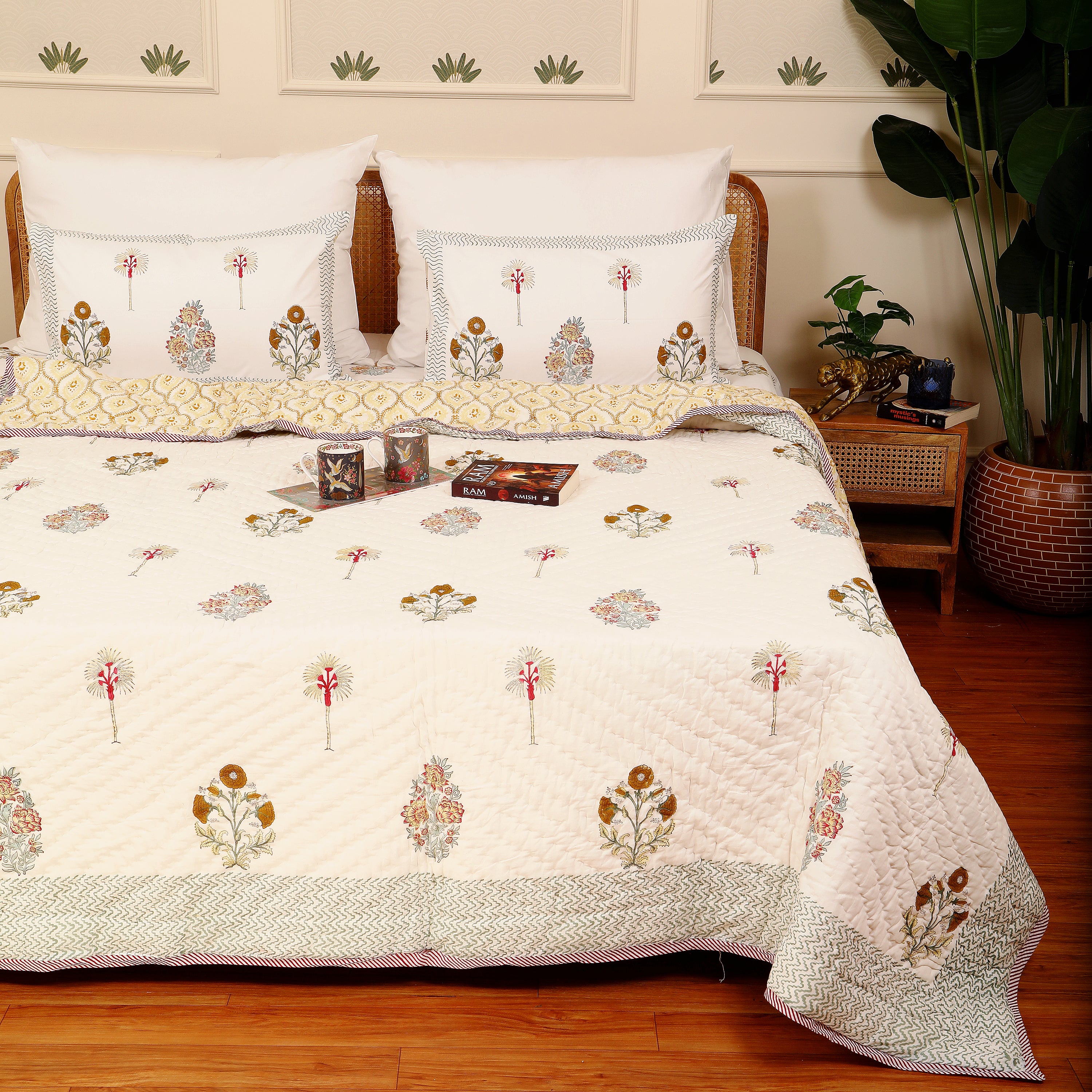 Floral Mist Handblock King Size Quilt