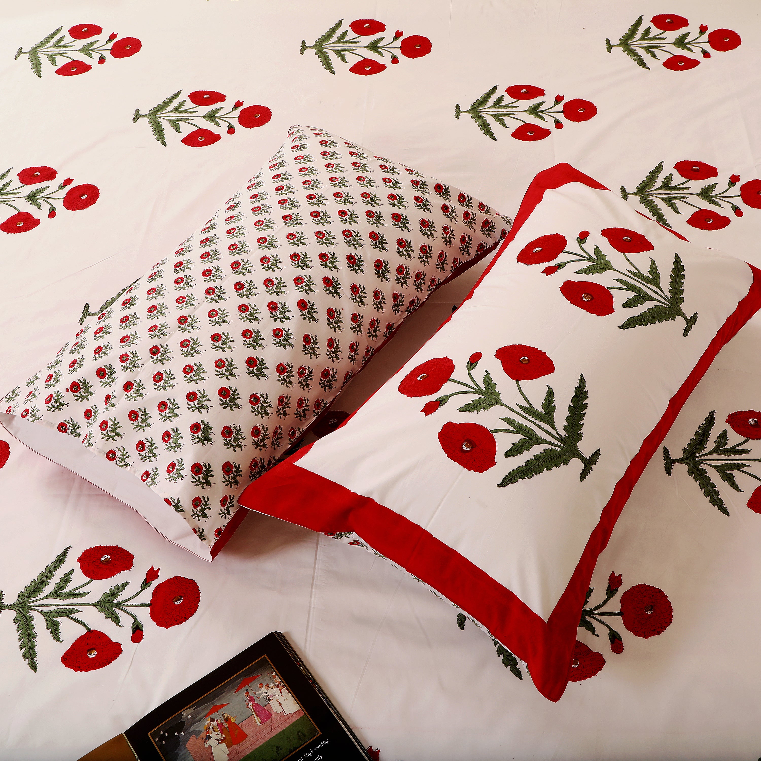 Red Popi Super king size bedsheet with 2 pillow cover