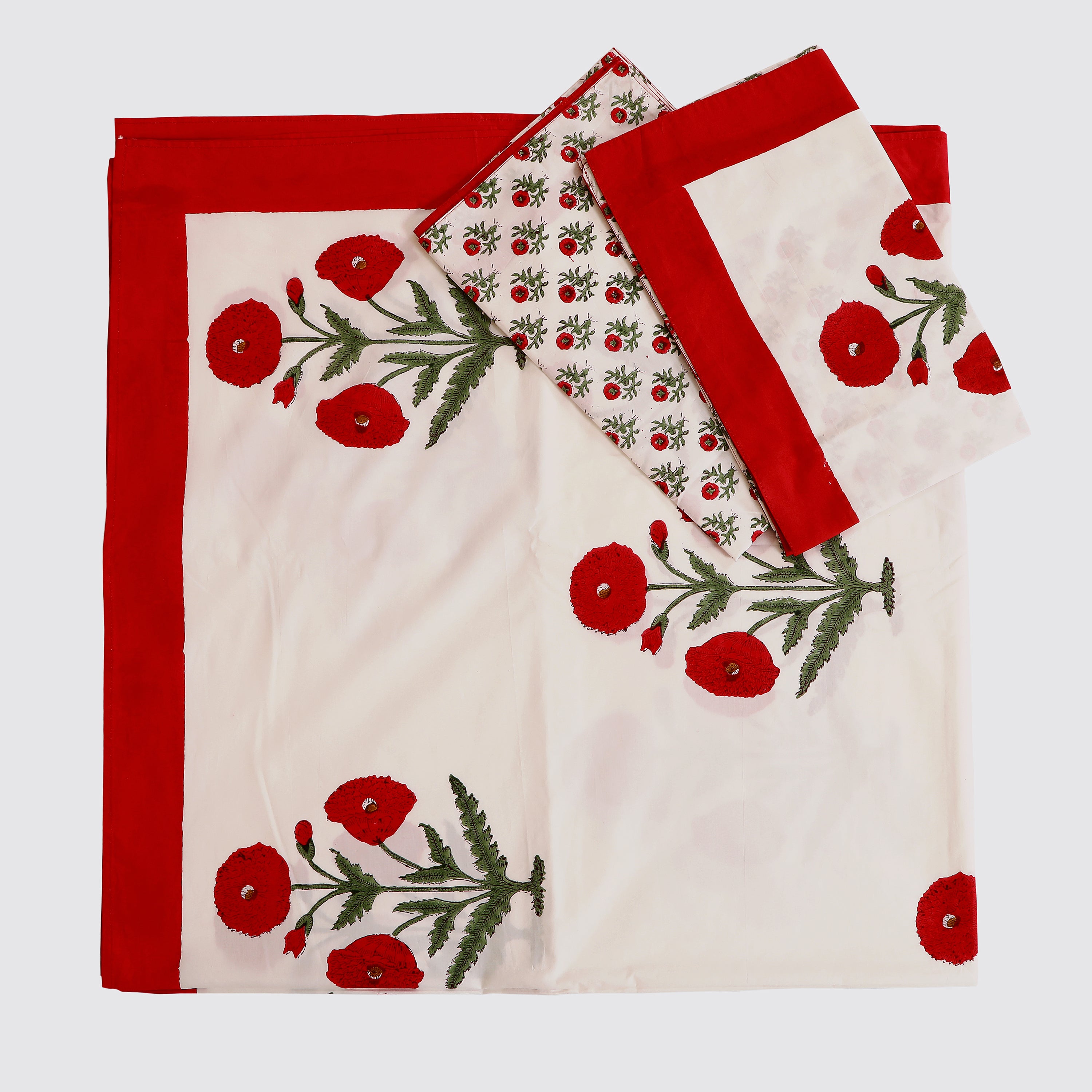 Red Popi king size Bedsheet with 2 pillow cover