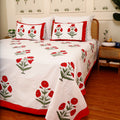 Red Popi king size Bedsheet with 2 pillow cover