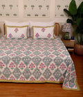 Grey Gold Bloom king size Bedsheet with 2 pillow cover