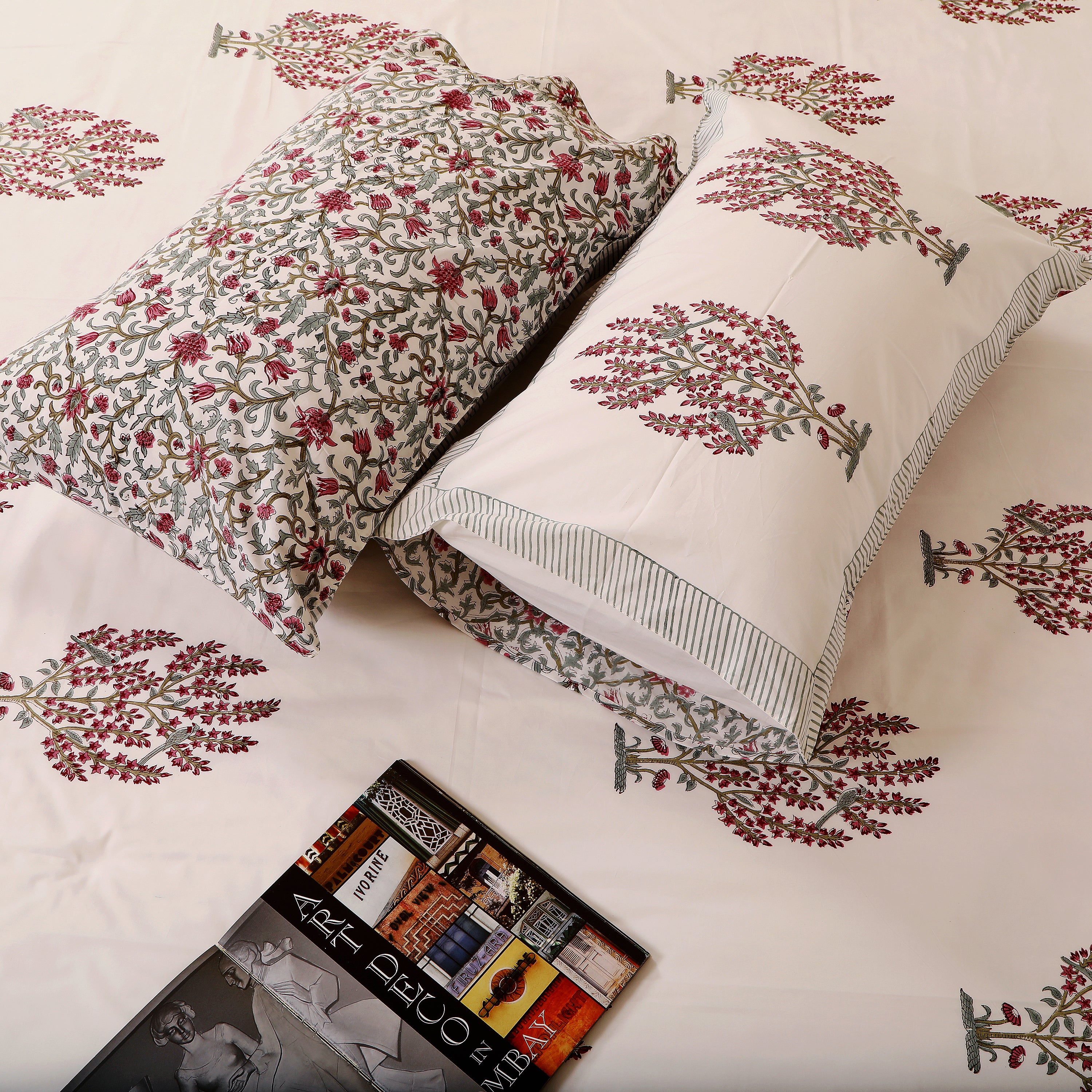 Pink Perch king Bedsheet with 2 pillow cover