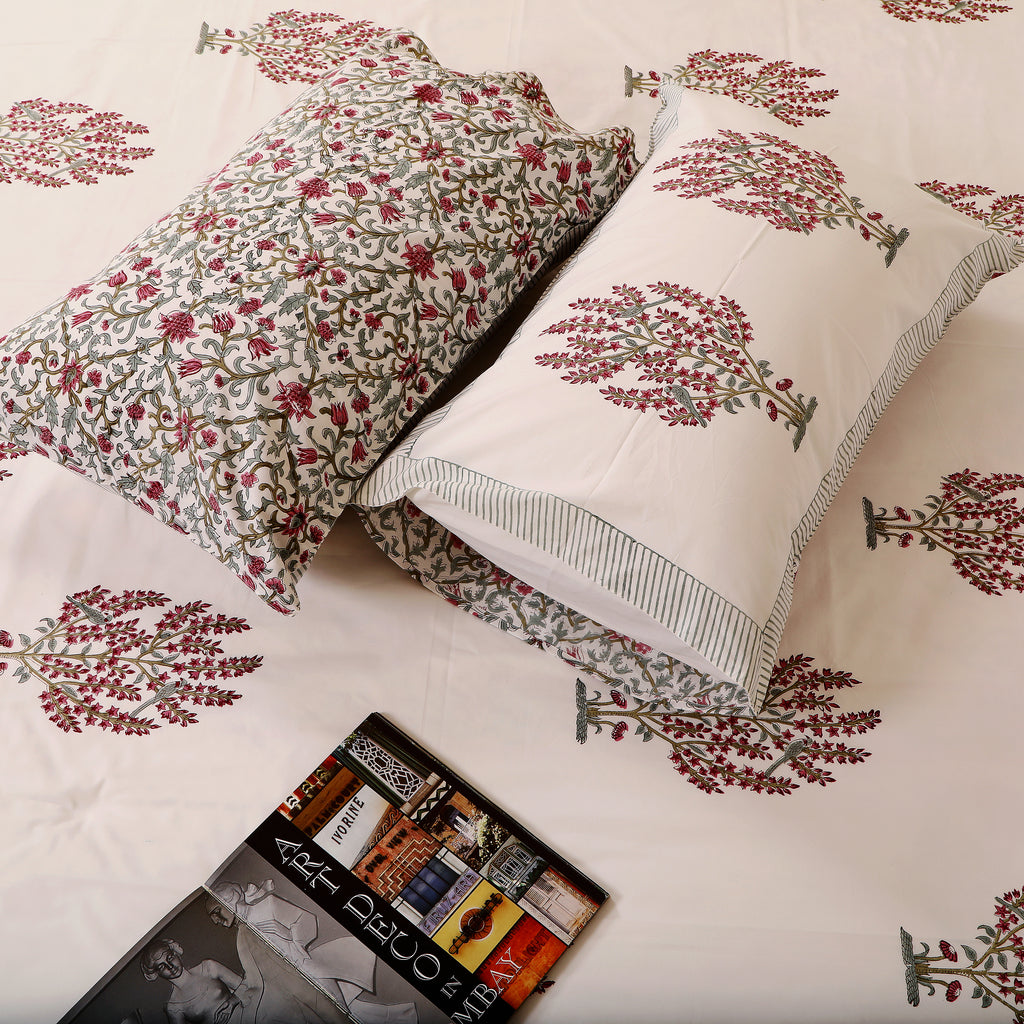 Pink Perch Super King size bedsheet with 2 pillow cover
