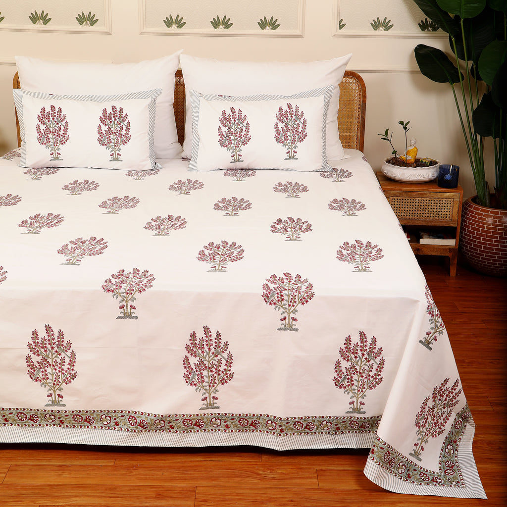 Pink Perch king Bedsheet with 2 pillow cover