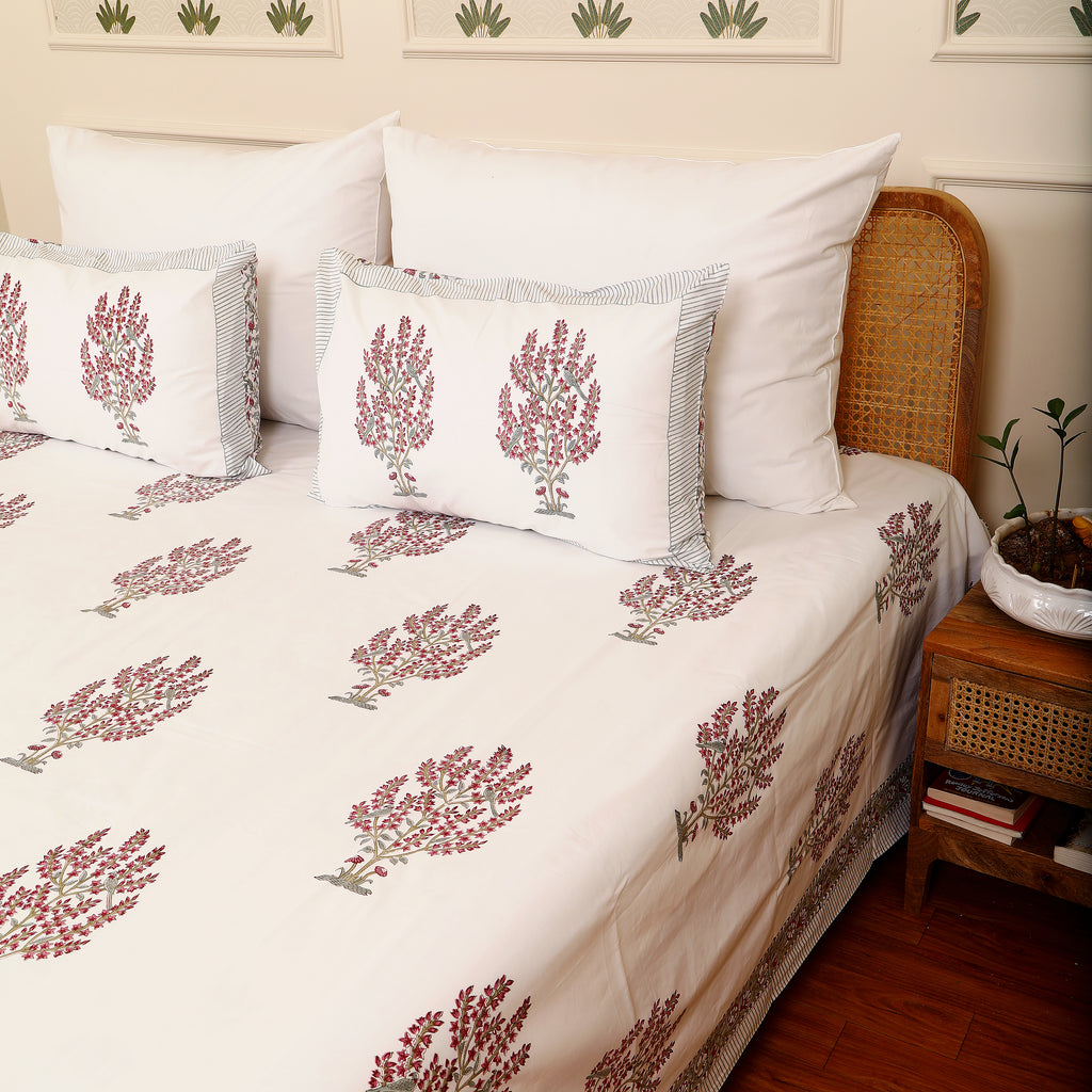 Pink Perch king Bedsheet with 2 pillow cover
