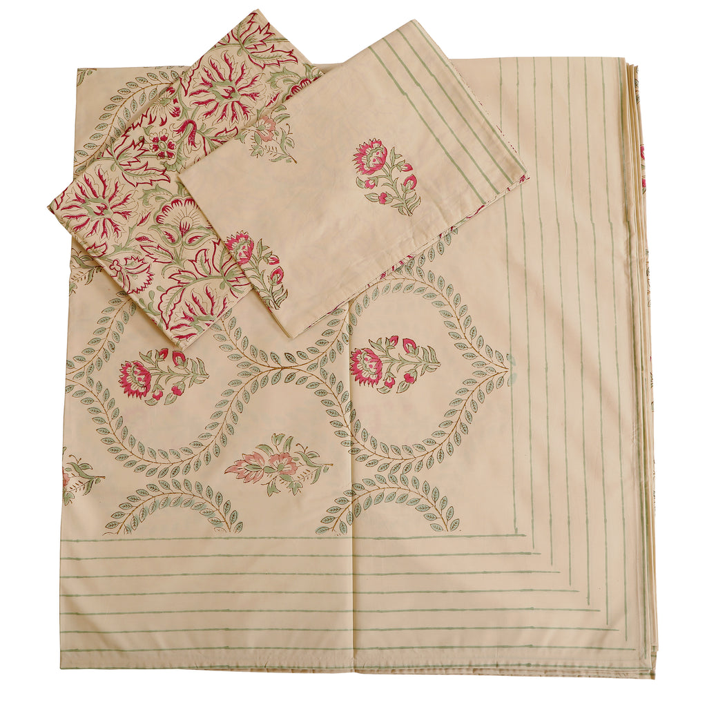 Noor-e-Beige Super King size bedsheet with 2 pillow cover