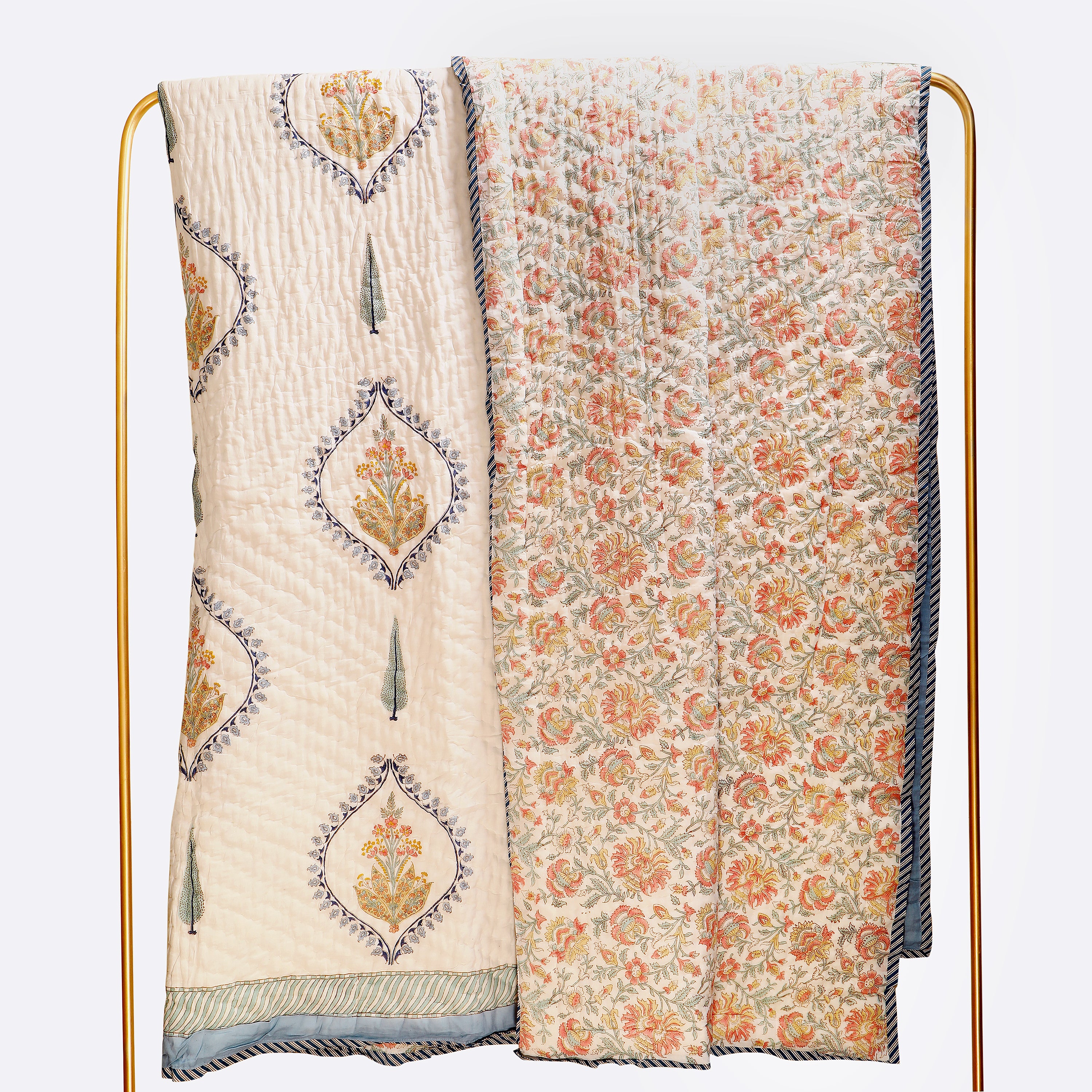 Jannat-e- Gul Handblock King Size Quilt
