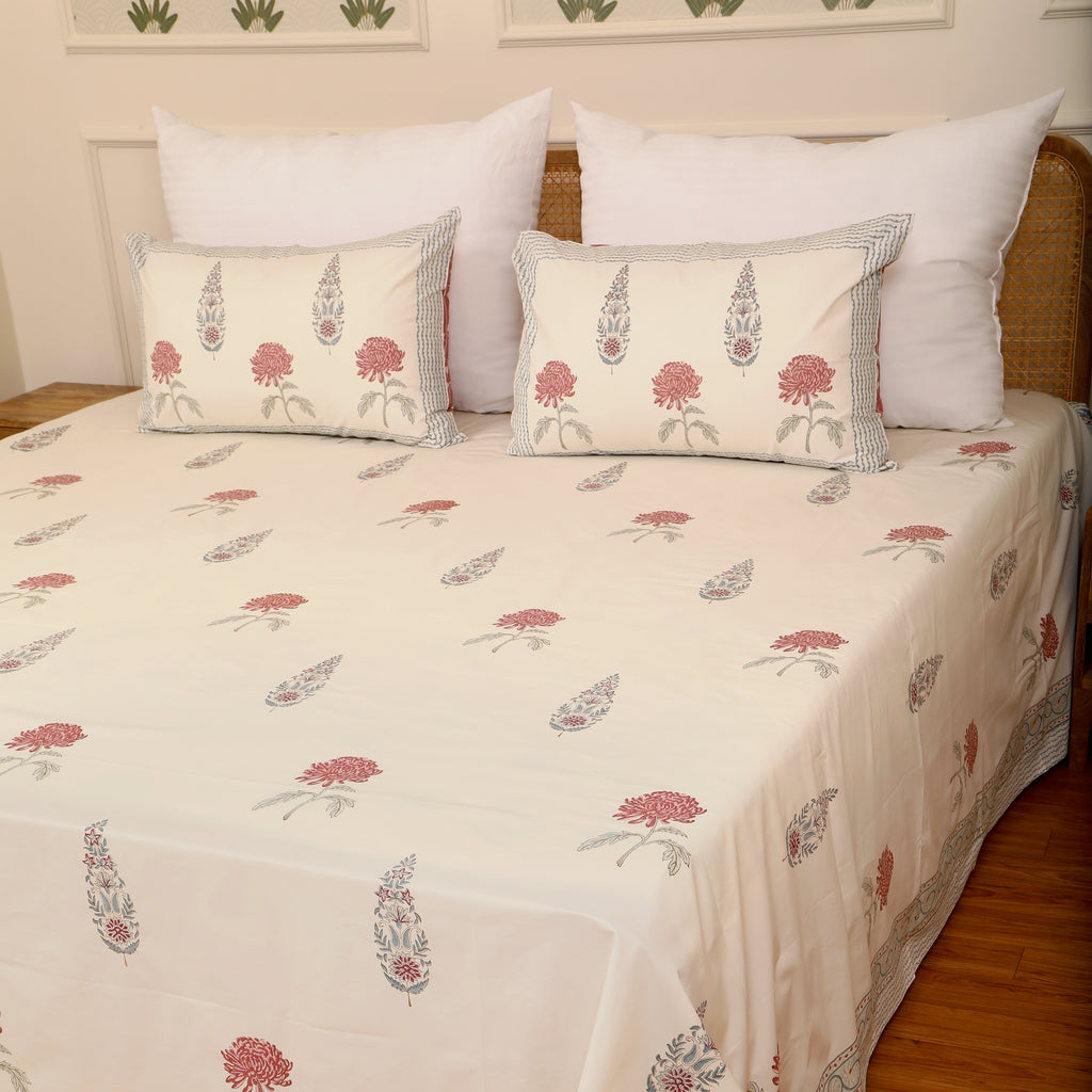 Ruby Woods king size Bedsheet with 2 pillow cover
