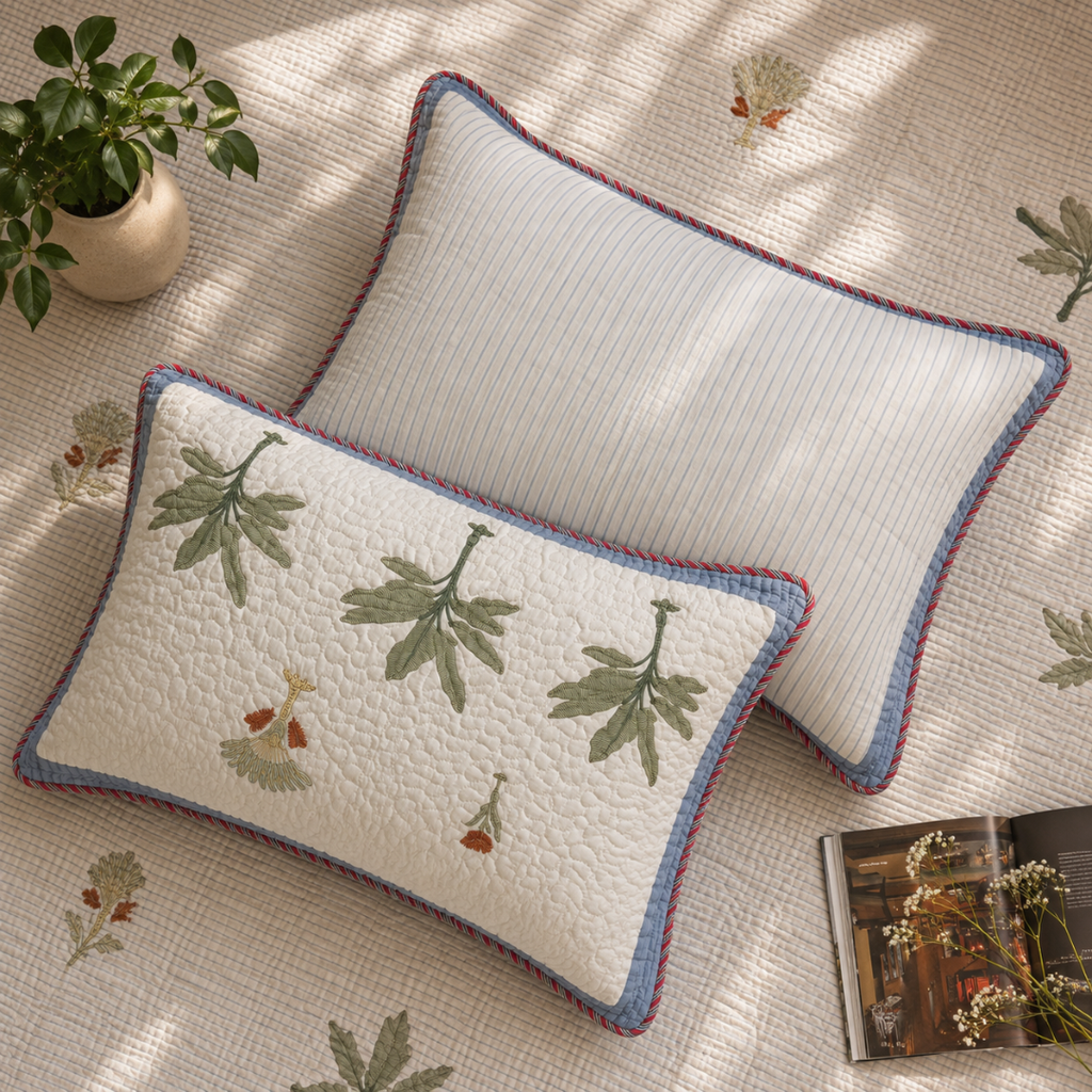 Azure Palm Quilted Bedcover King
