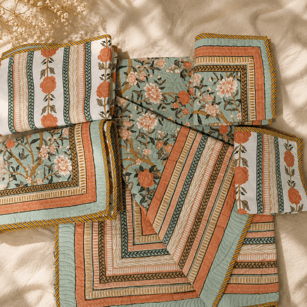 Madhavi Bagh Quilted Bedcover Set Of 5