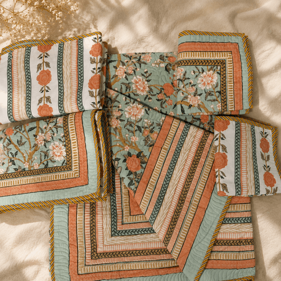 Madhavi Bagh Quilted Bedcover Set Of 5