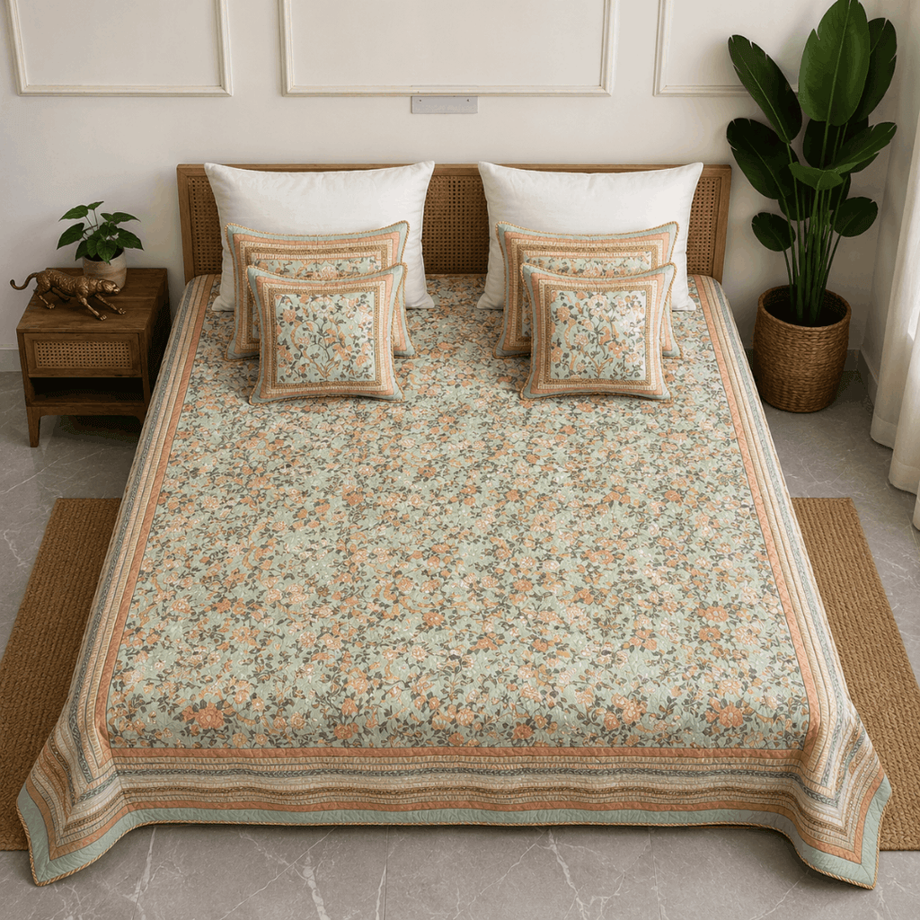 Madhavi Bagh Quilted Bedcover Set Of 5