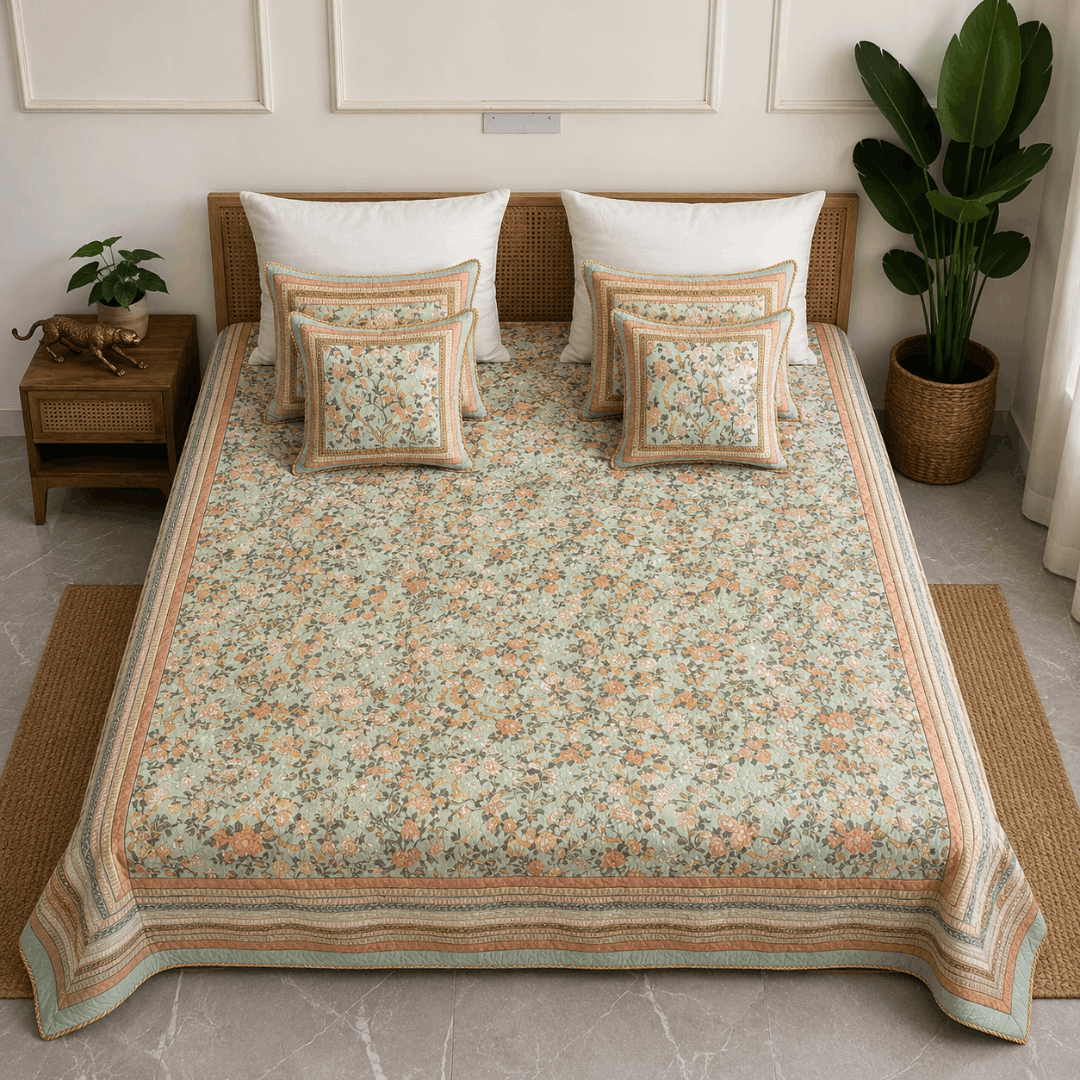 Madhavi Bagh Quilted Bedcover Set Of 5
