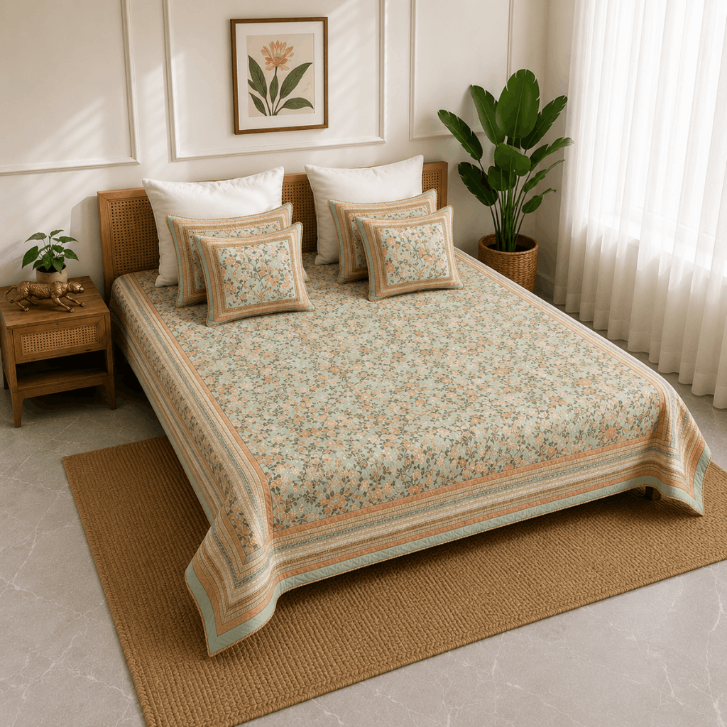 Madhavi Bagh Quilted Bedcover Set Of 5
