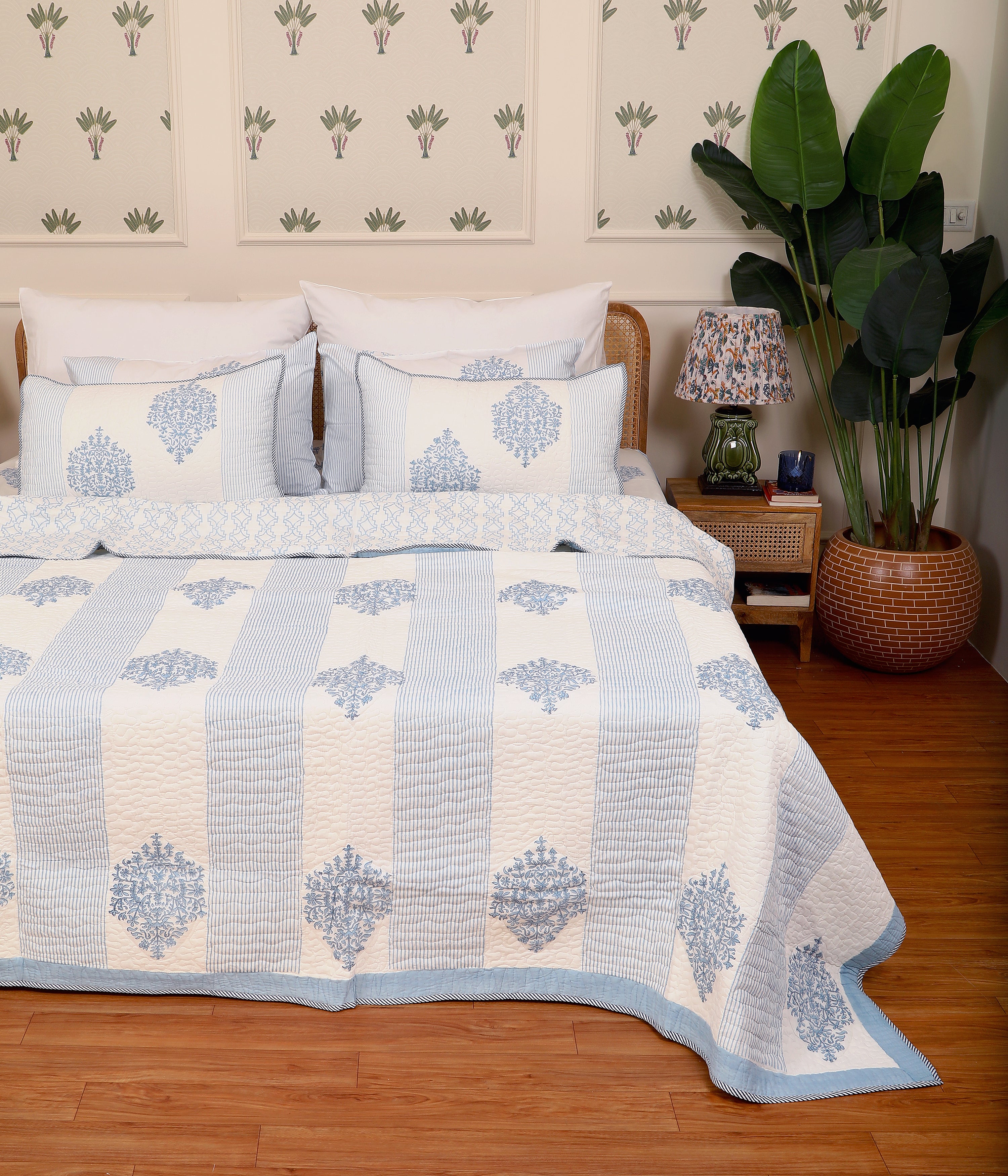Powder Bloom Quilted bedcover king
