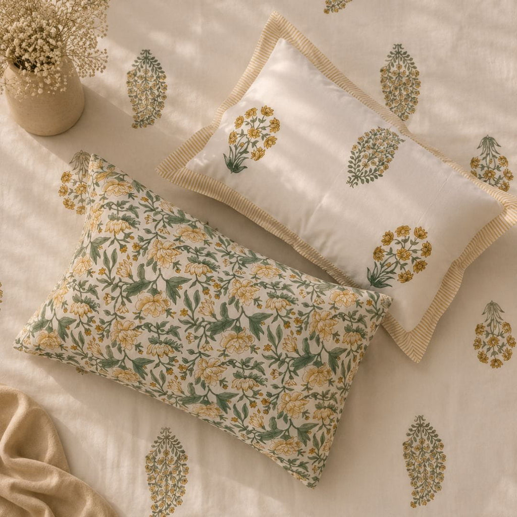 Basant Meadows Bedsheet With 2 Pillow Cover