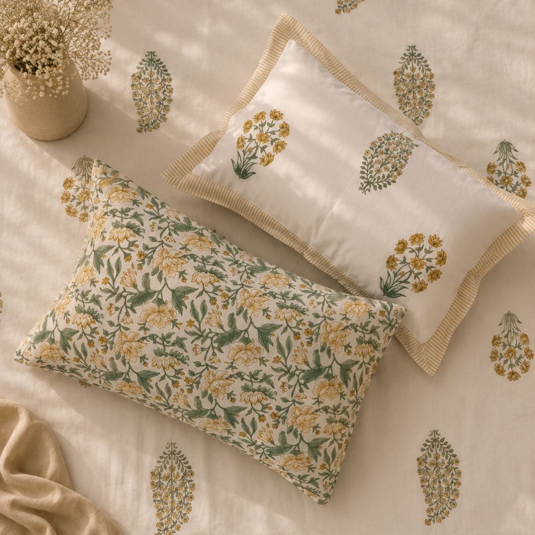 Basant Meadows Bedsheet With 2 Pillow Cover