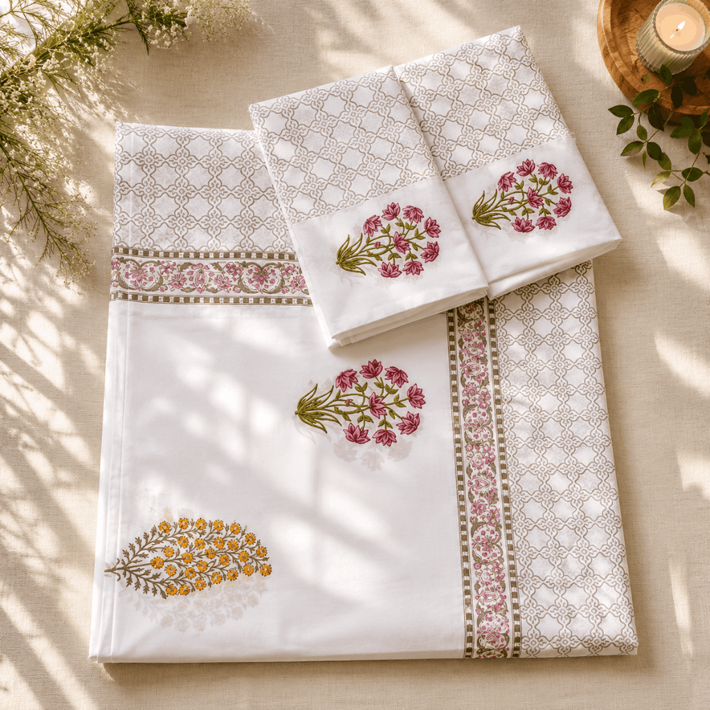 Kusum Bagh Bedsheet With 2 Pillow Cover