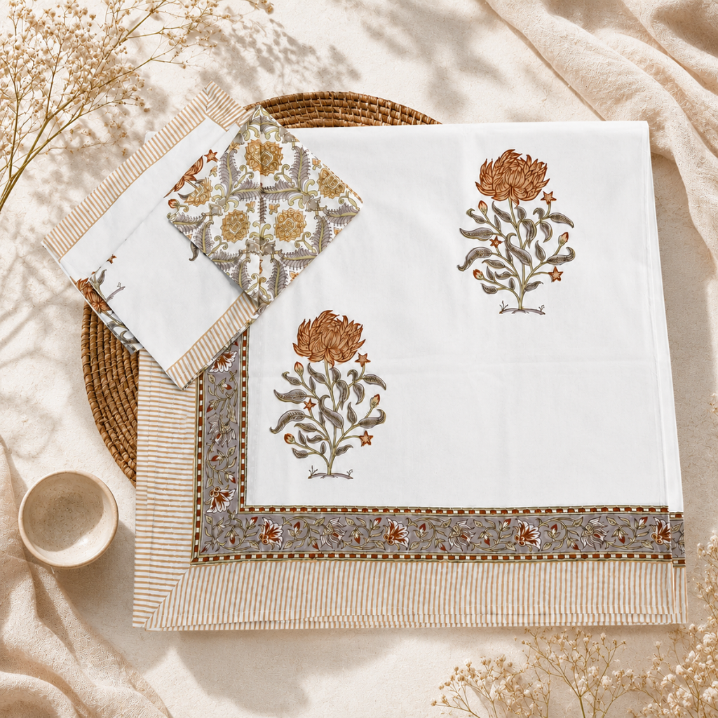 Marigold Bagh Bedsheet With 2 Pillow Cover
