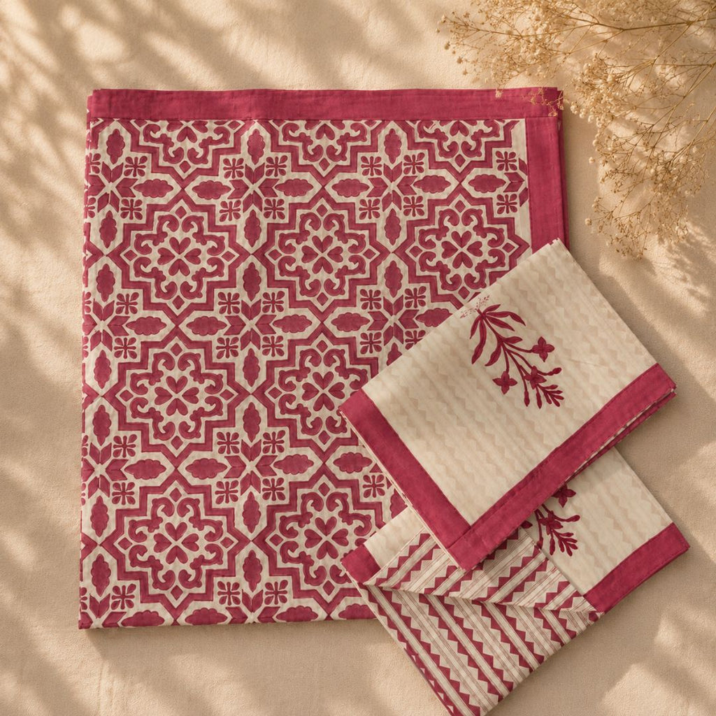 Coral Morrocon Bedsheet With 2 Pillow Cover