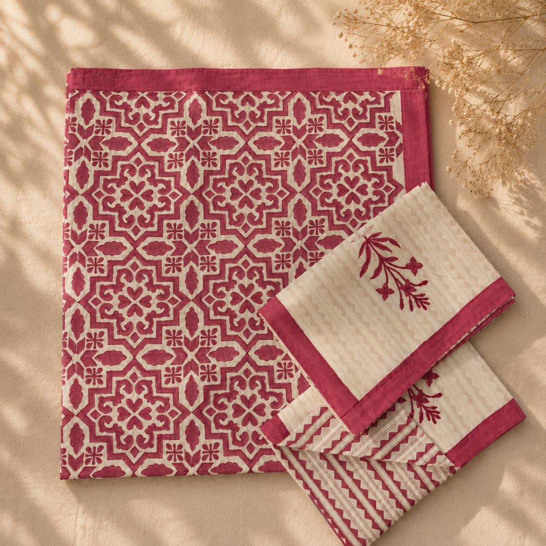 Coral Morrocon Bedsheet With 2 Pillow Cover