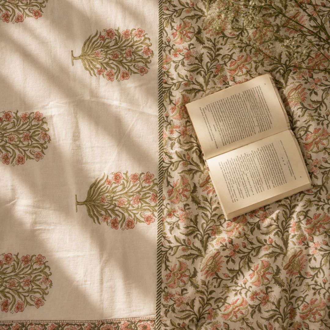 Gulmohar Bloom Flannel Dohar King