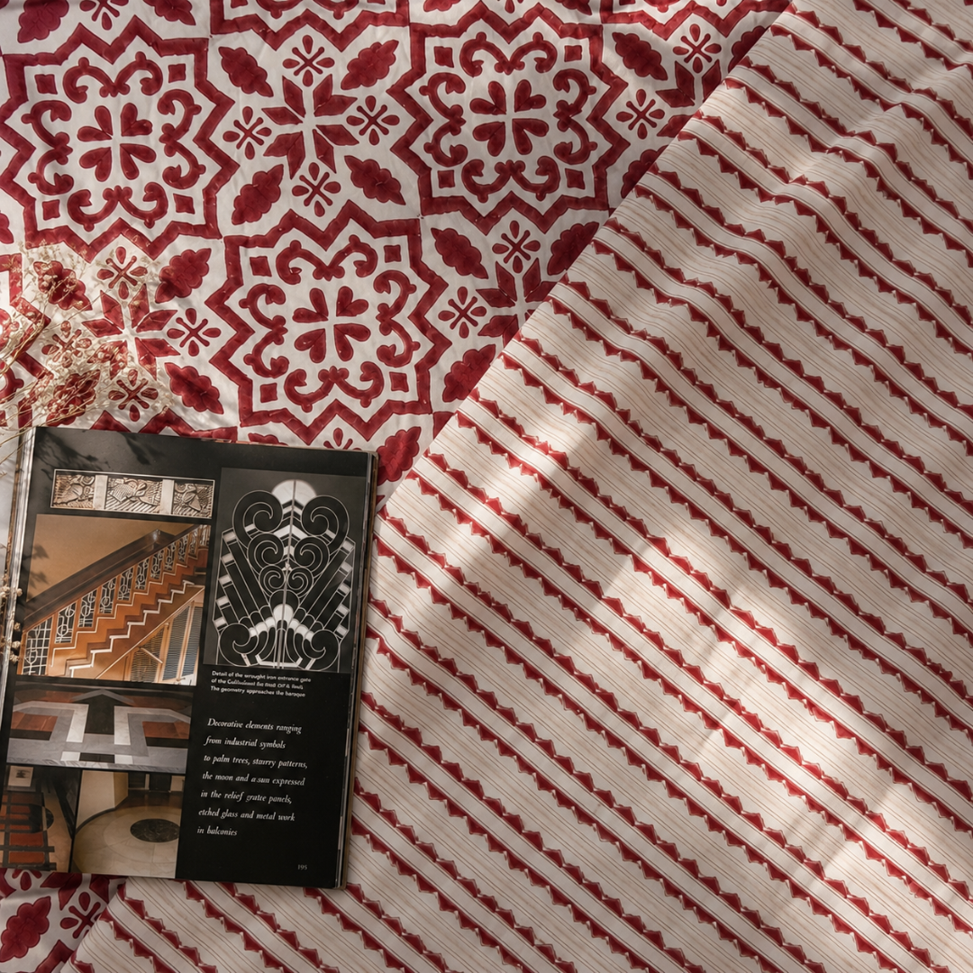 Coral Morrocon  Quilted Bedcover king