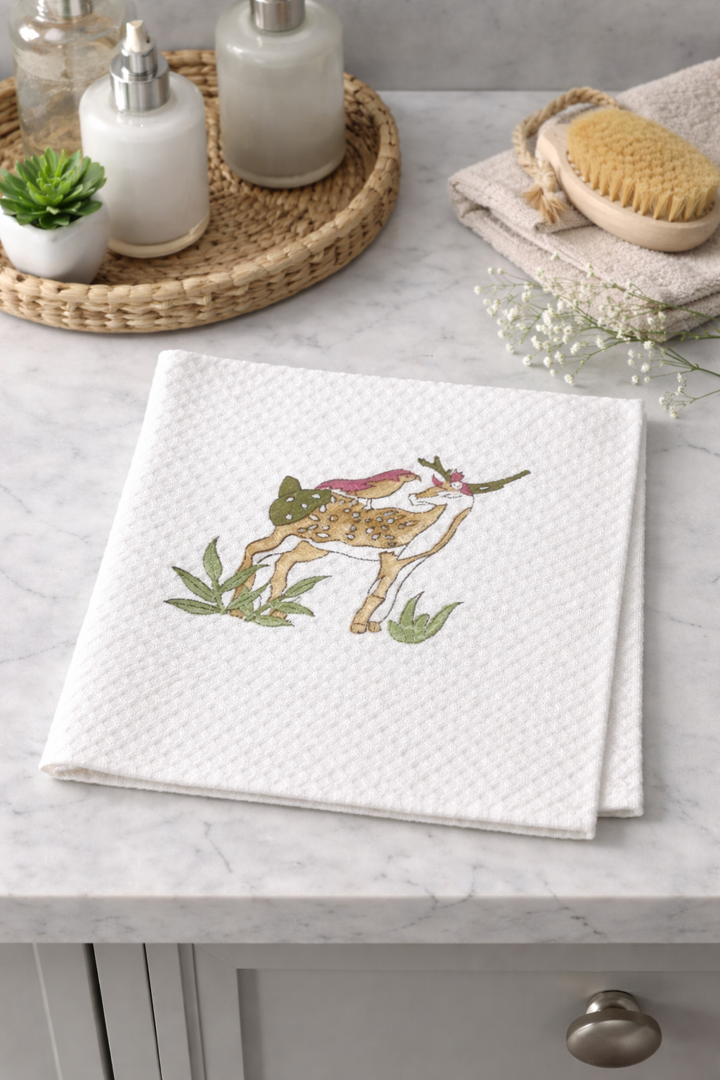 Deer & Dove Waffle Towel