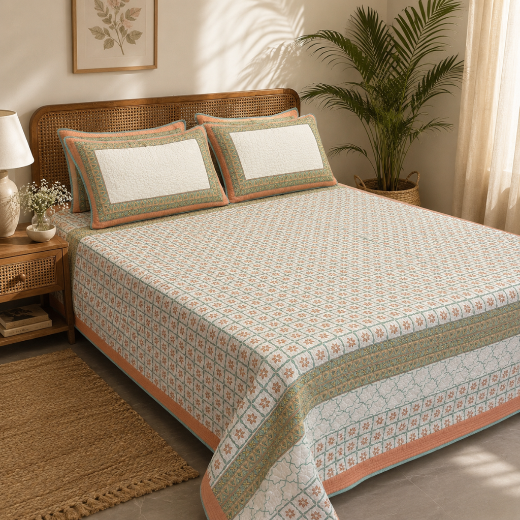 Coral Mosaic Bedcover King