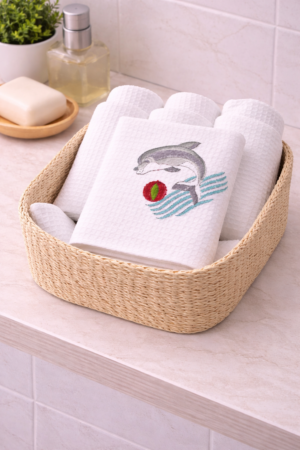 Ocean Play Waffle Face Towel