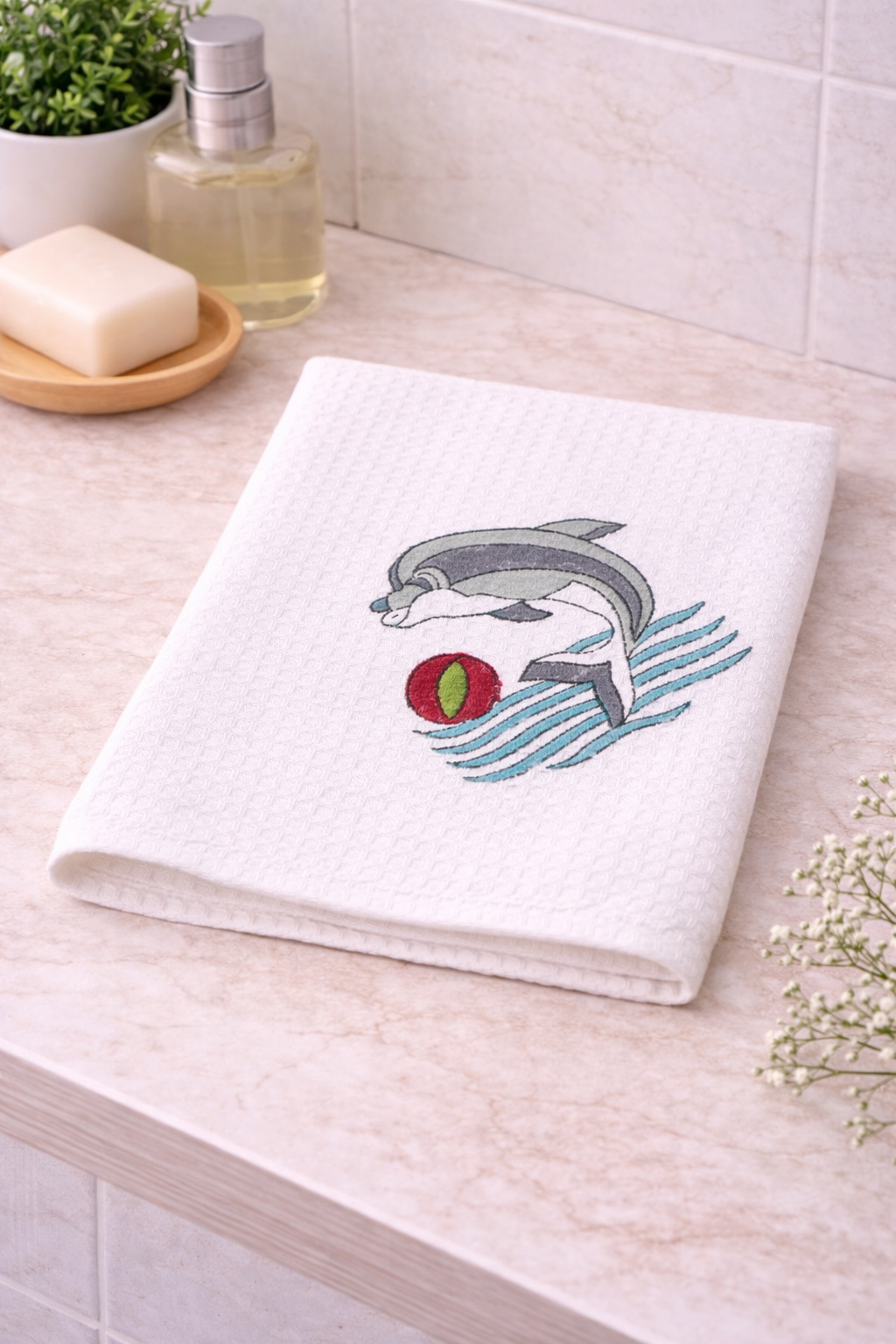 Ocean Play Waffle Face Towel
