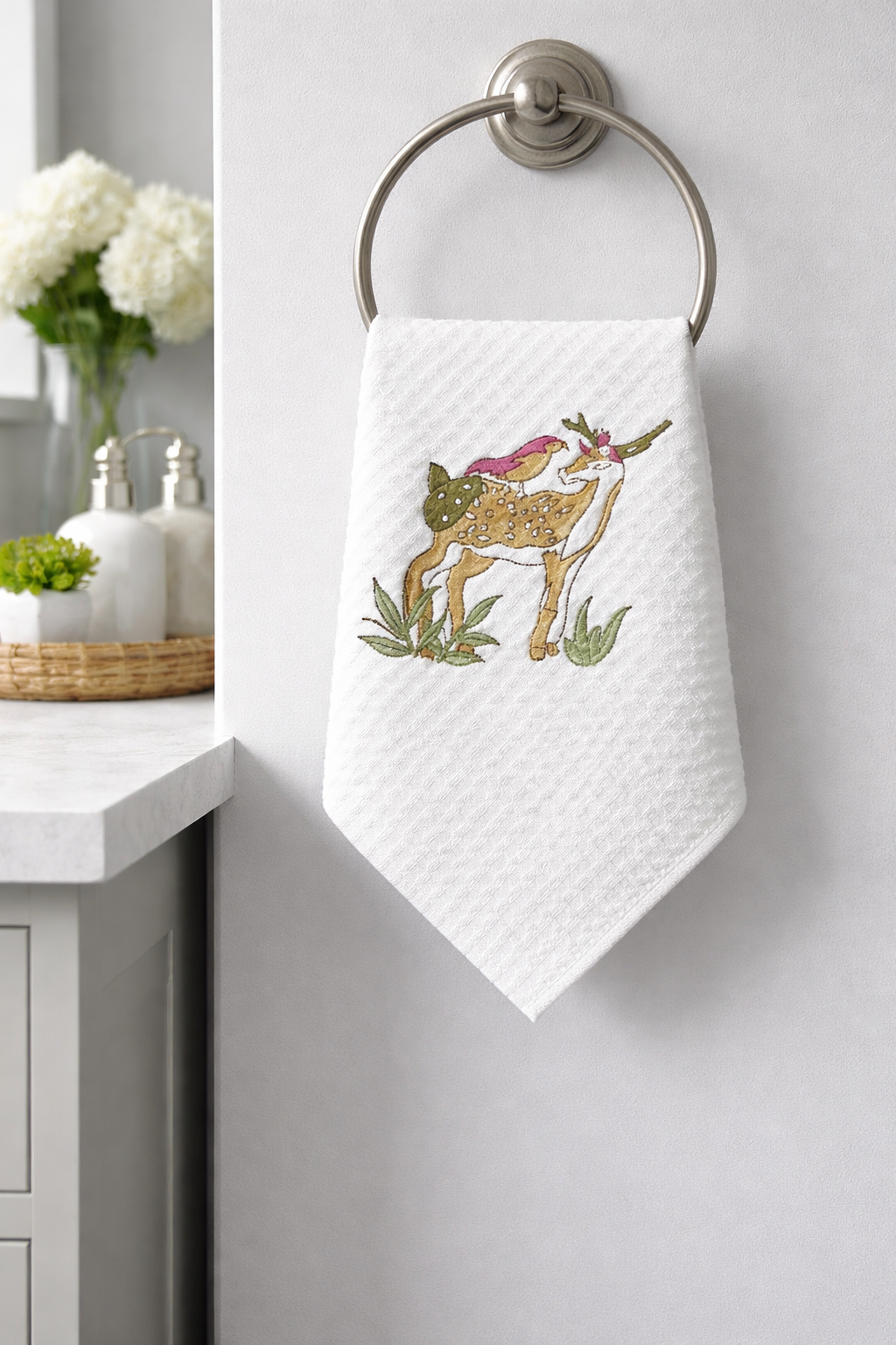 Deer & Dove Waffle Towel