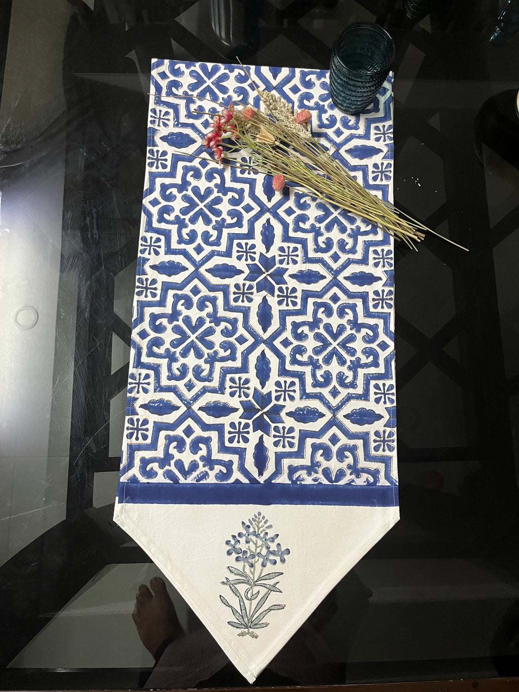 Moroccan Blues Handblock Runner