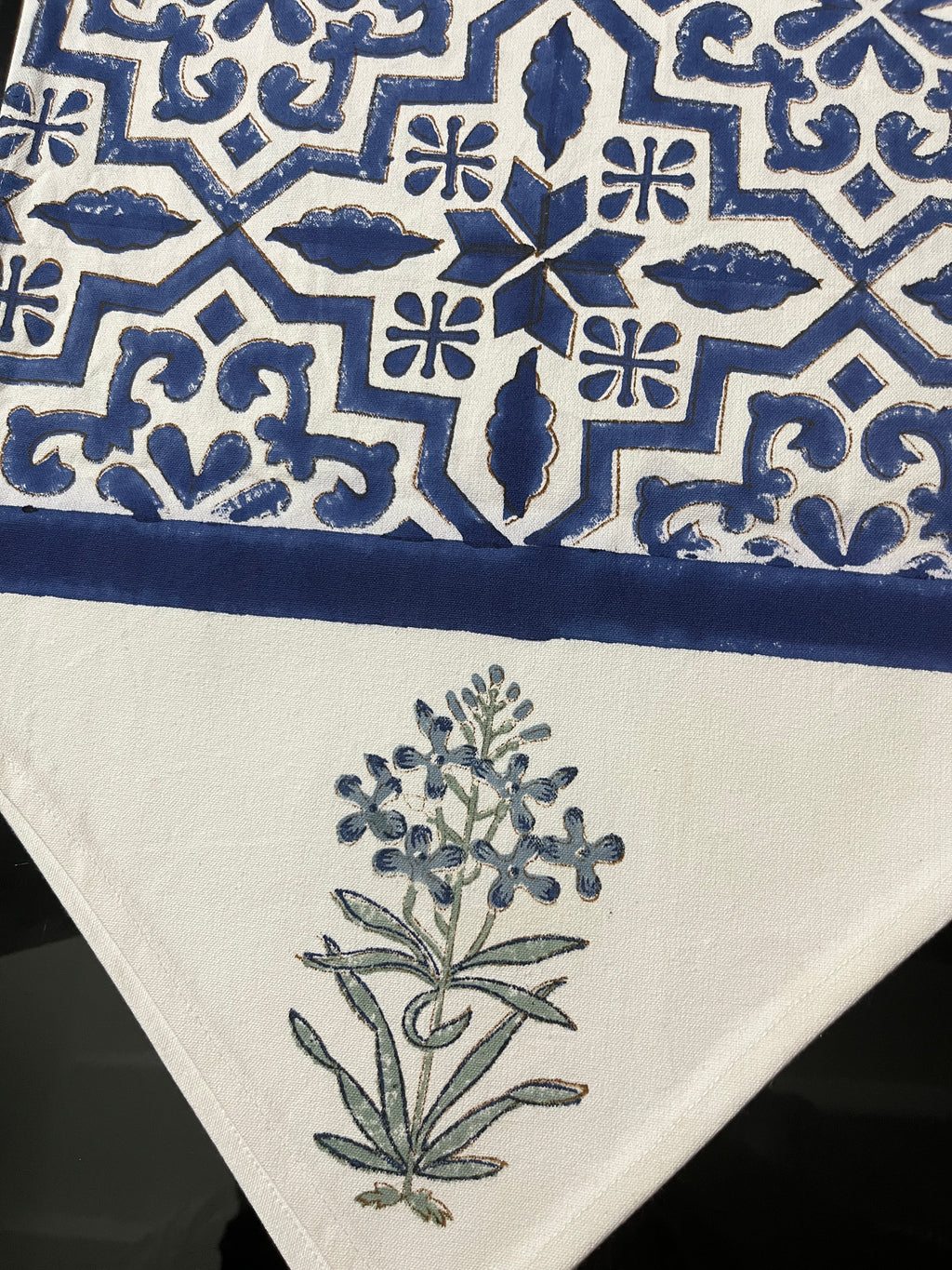 Moroccan Blues Handblock Runner