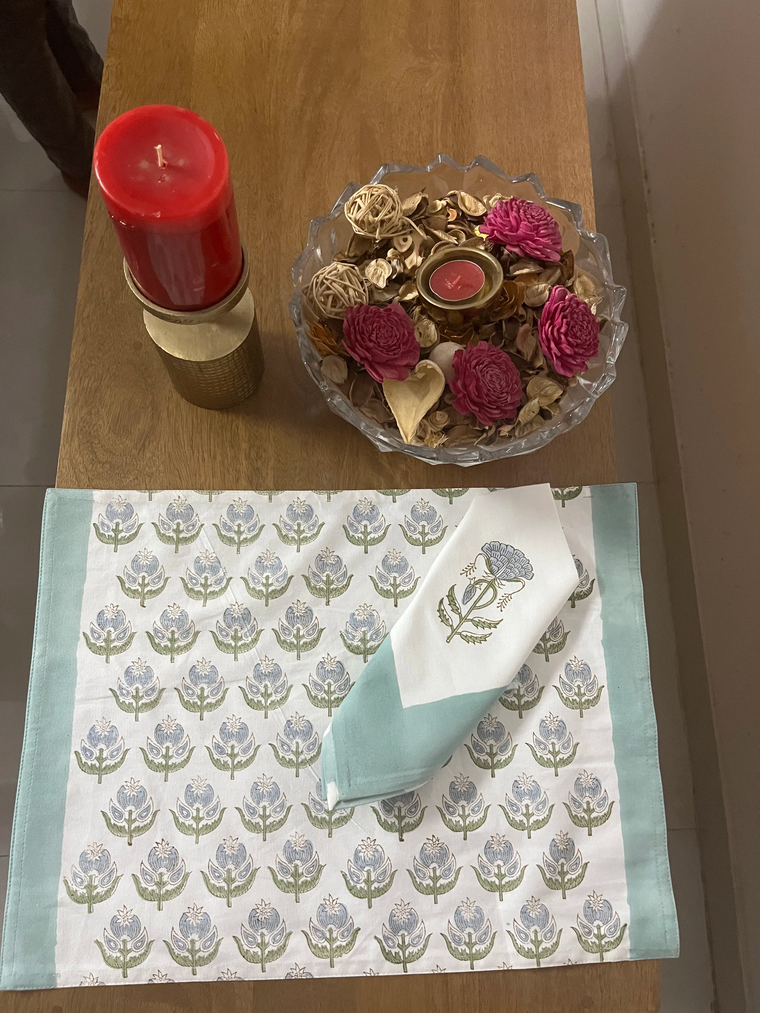 A Pair of Firoza Matset Table Mat And Napkin Set