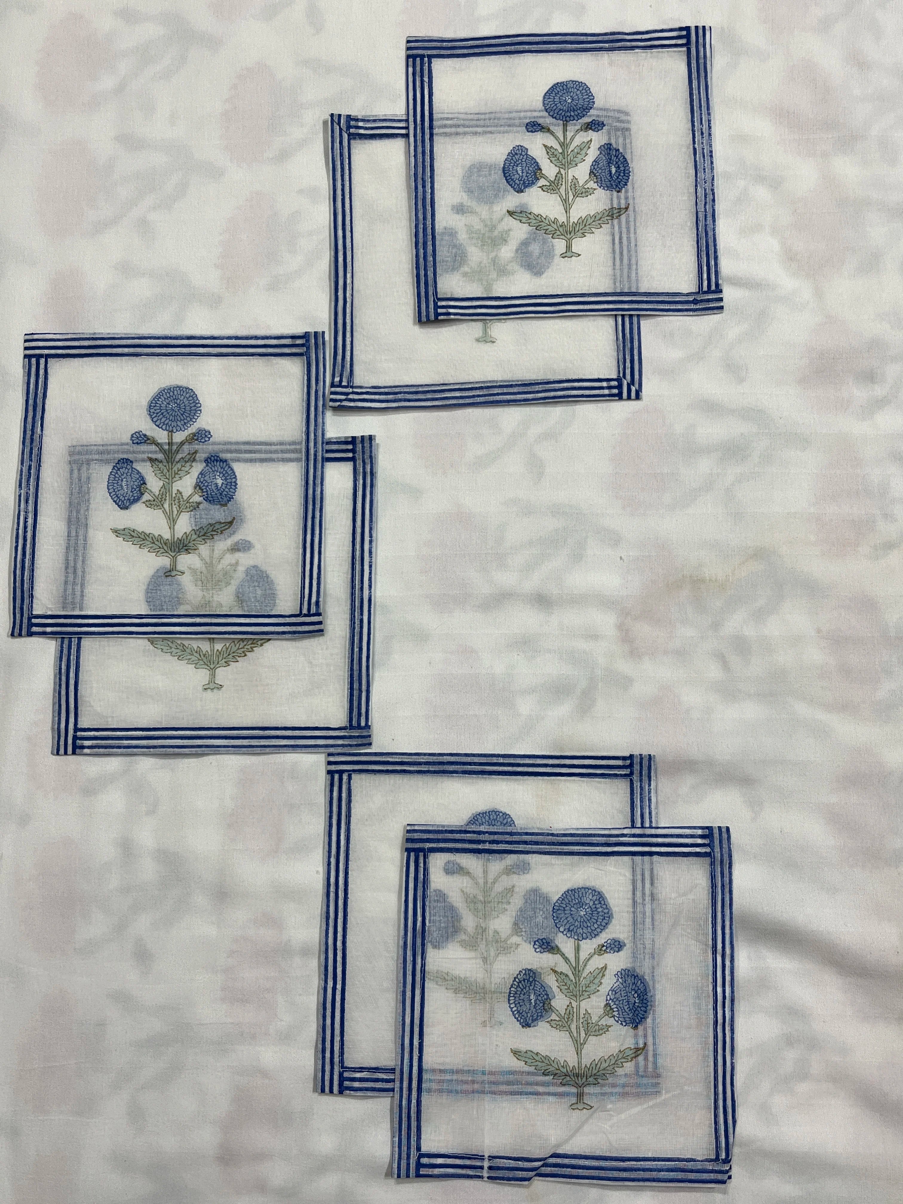 Blue Poppy Coaster Set