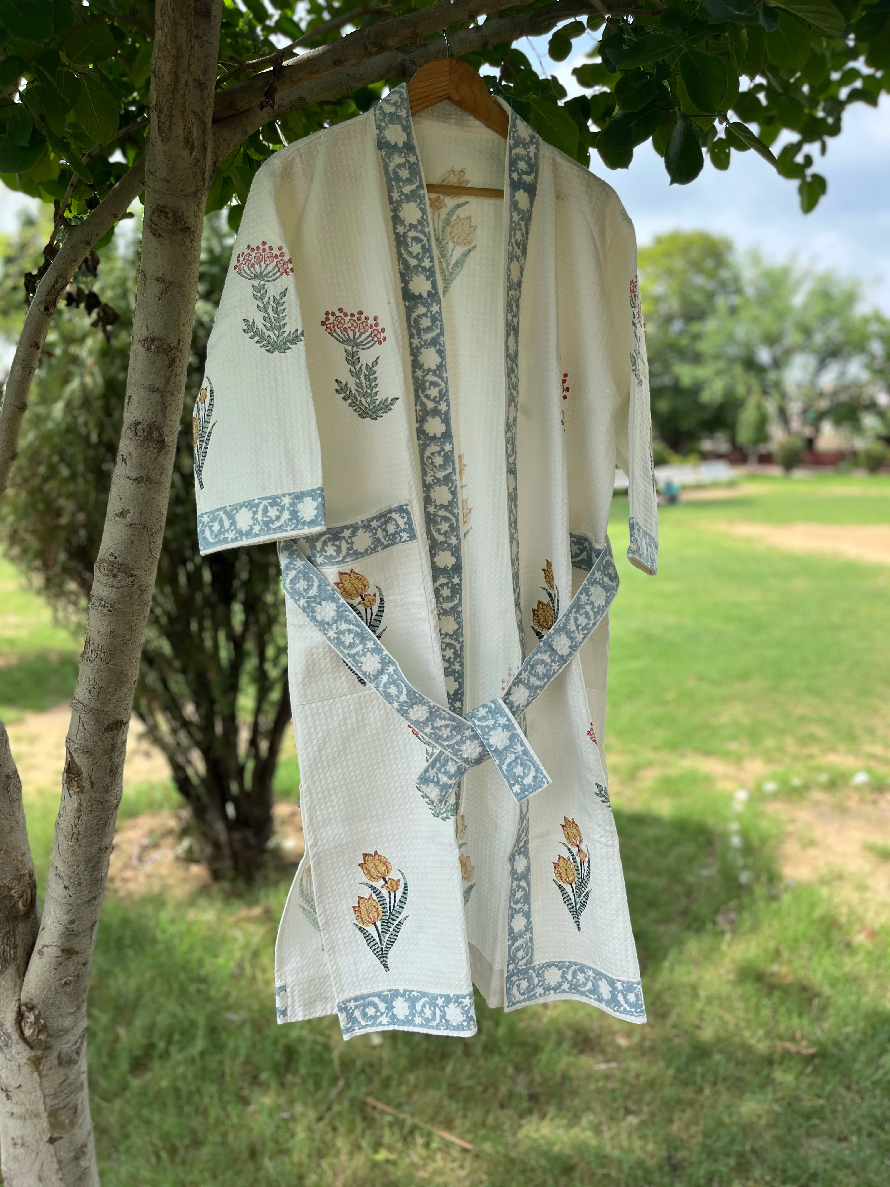 Surmai Wrap Handblock Bathrobe